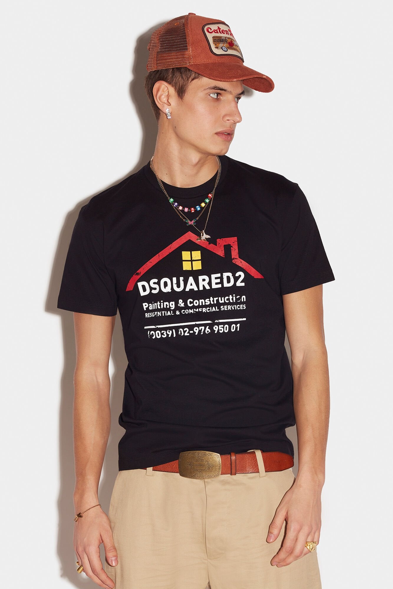 DSQUARED2 MEN'S BLACK GRAPHIC PRINT T-SHIRT