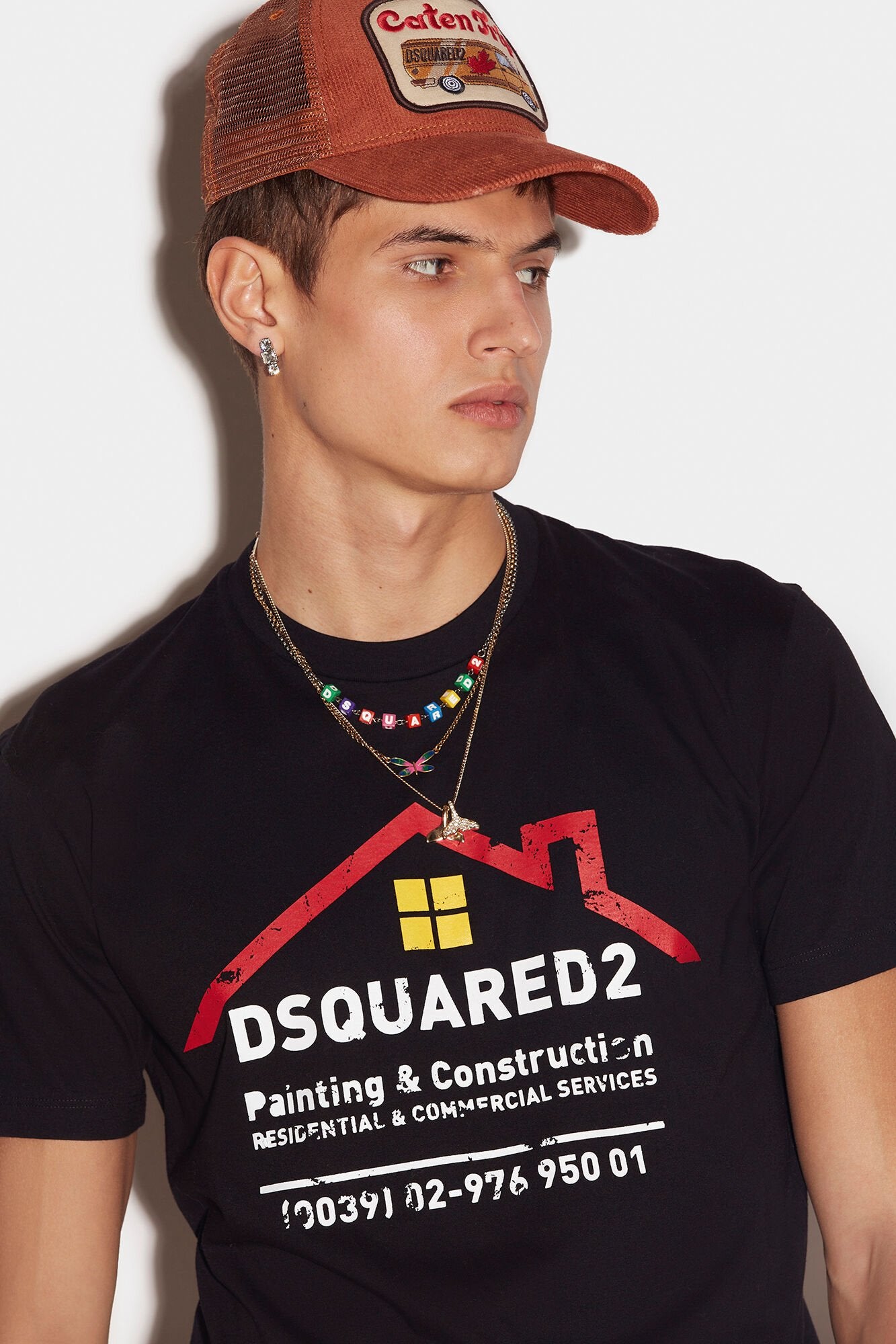 DSQUARED2 MEN'S BLACK GRAPHIC PRINT T-SHIRT