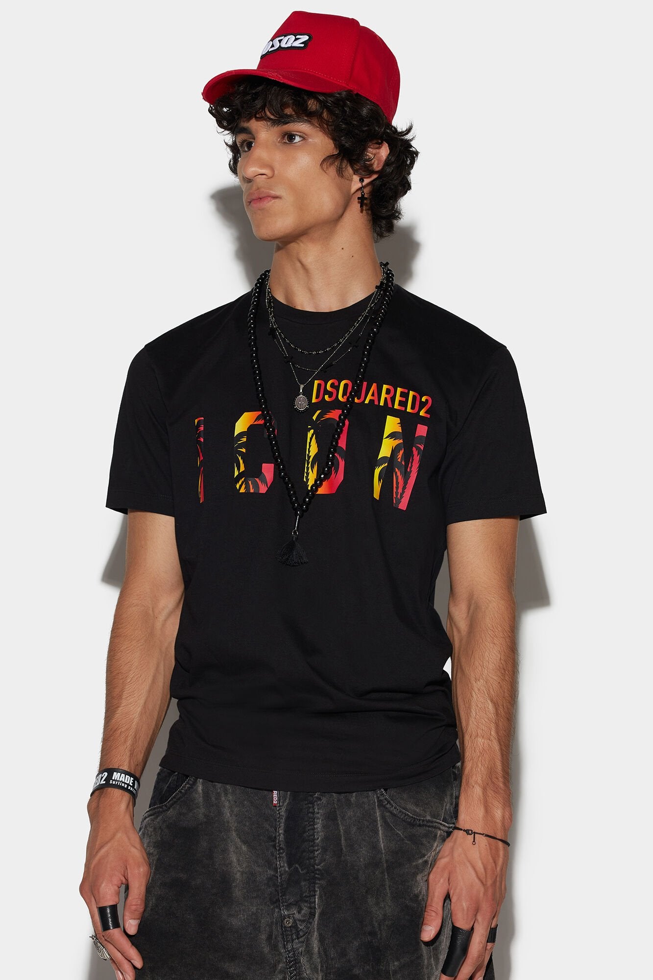 DSQUARED2 MEN'S BLACK GRAPHIC PRINT T-SHIRT