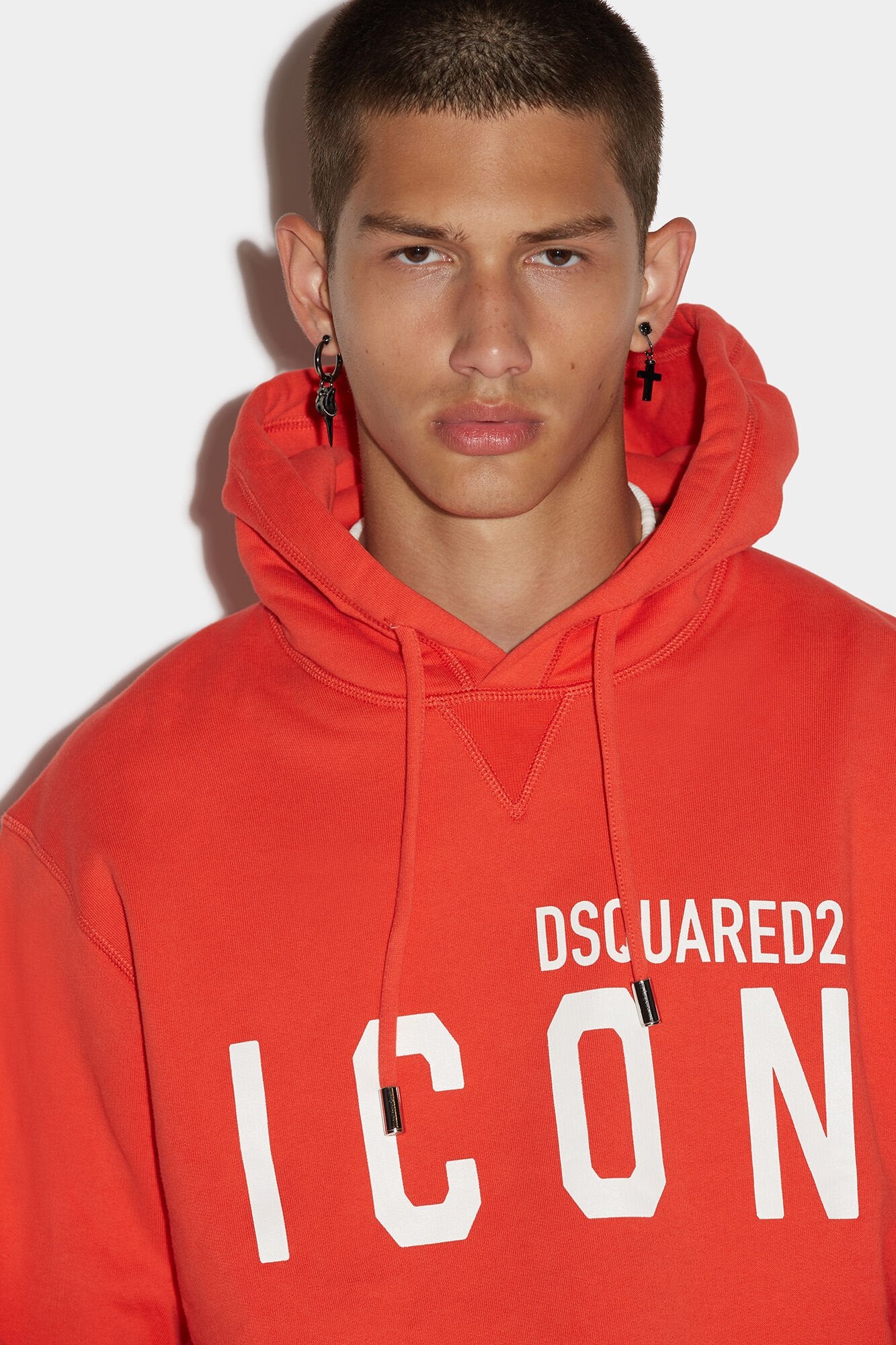 DSQUARED2 MEN'S ORANGE HOODED SWEATSHIRT WITH LETTERING