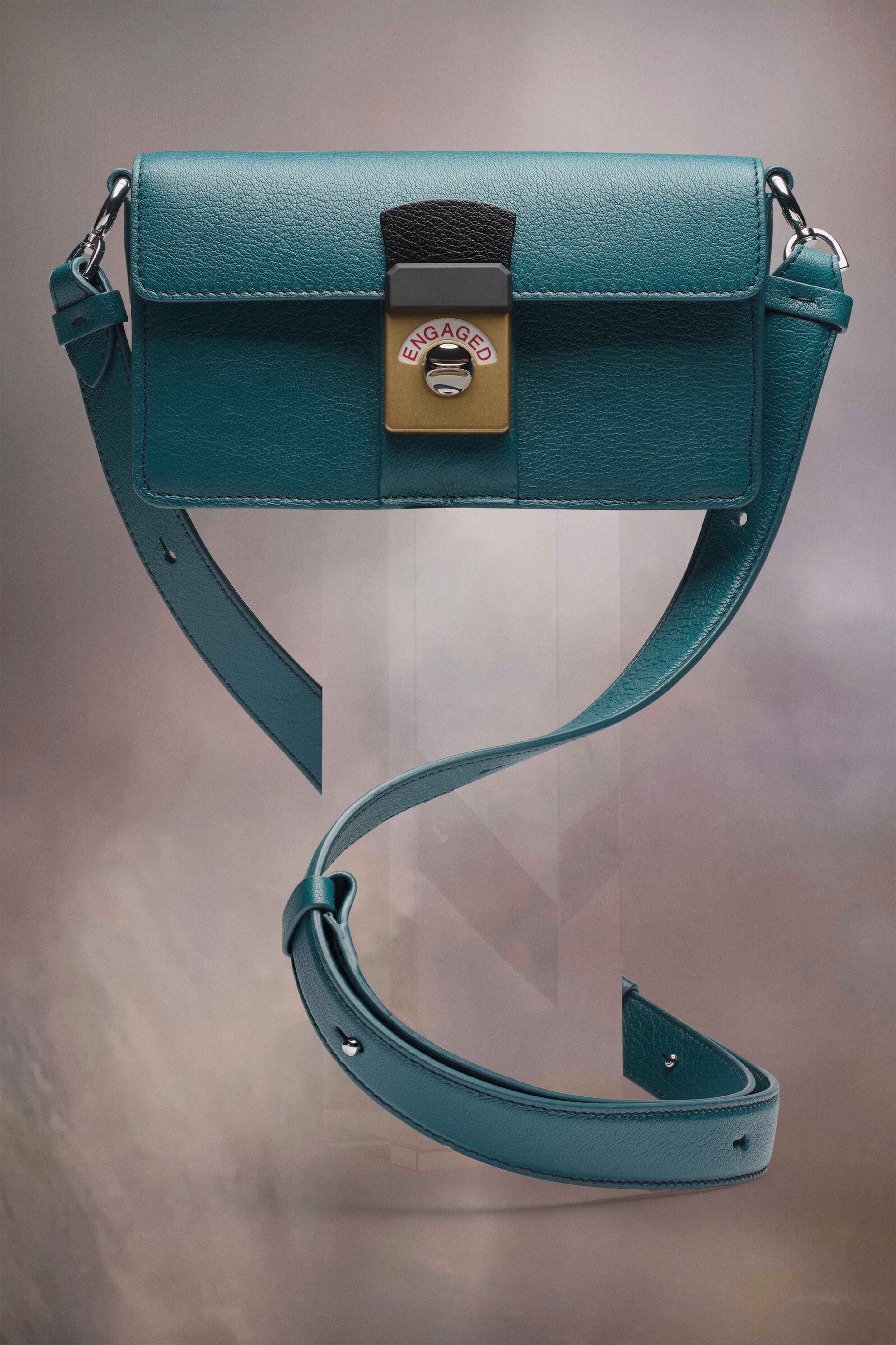 MAISON MARGIELA WOMEN'S TEAL LEATHER HANDBAG WITH LOCK