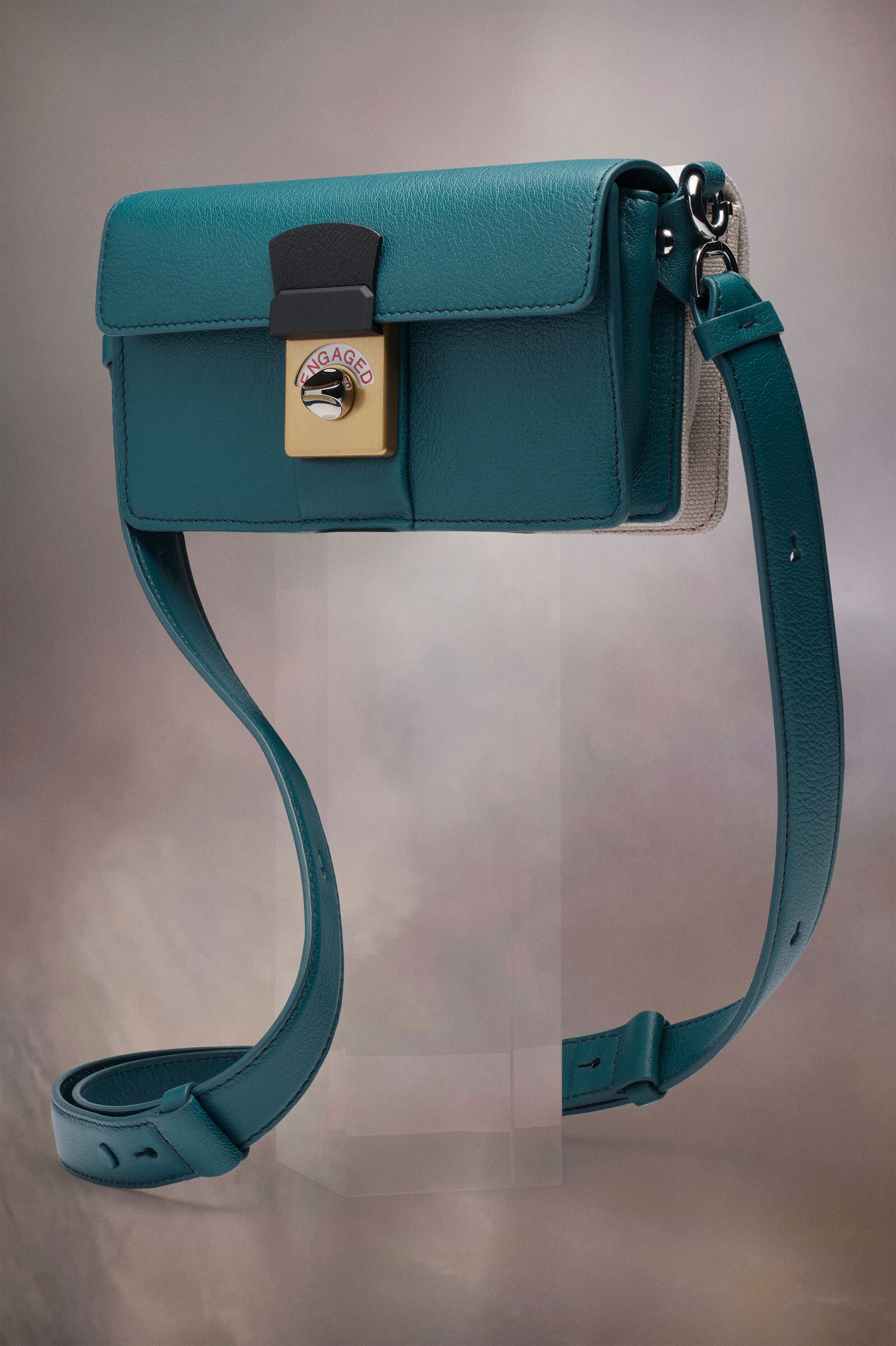 MAISON MARGIELA WOMEN'S TEAL LEATHER HANDBAG WITH LOCK