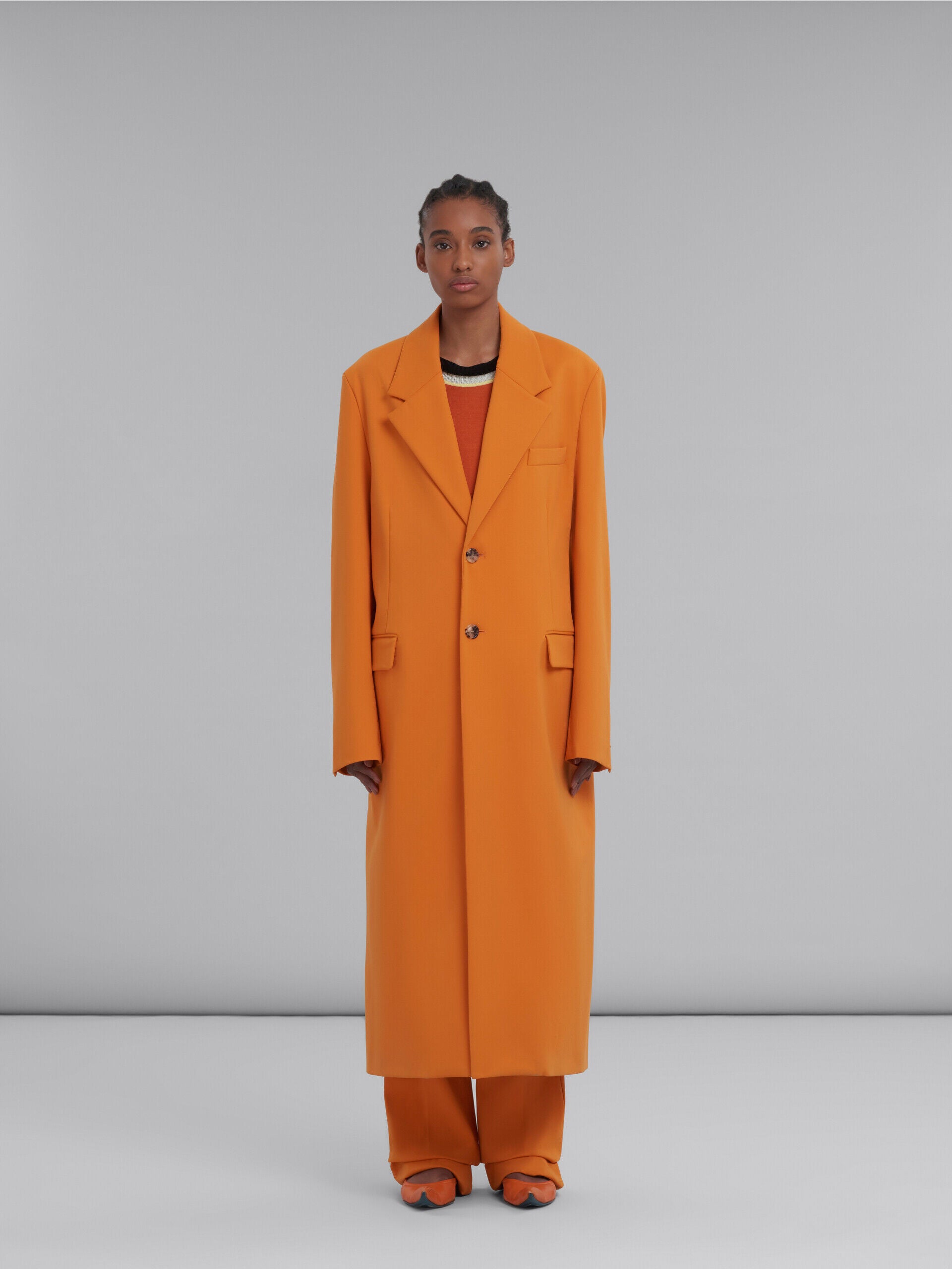 MARNI WOMEN'S ORANGE TAILORED LONG DUSTER COAT