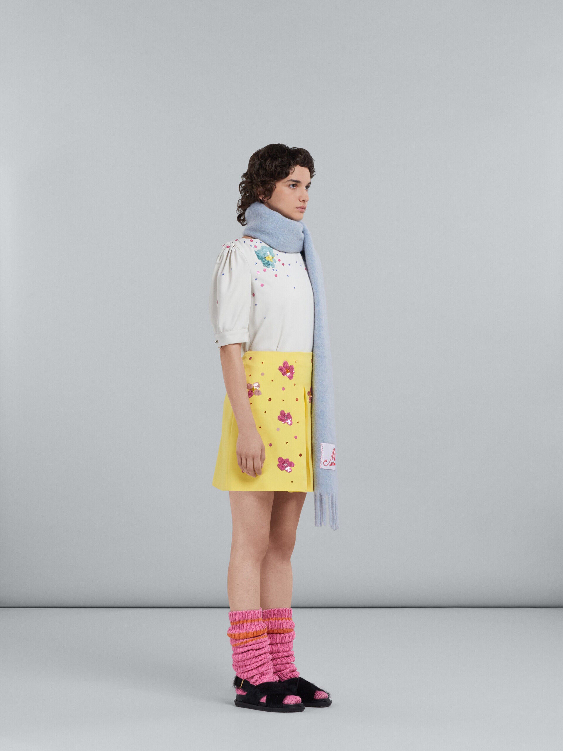MARNI WOMEN'S WHITE PUFF SLEEVE EMBROIDERED BLOUSE