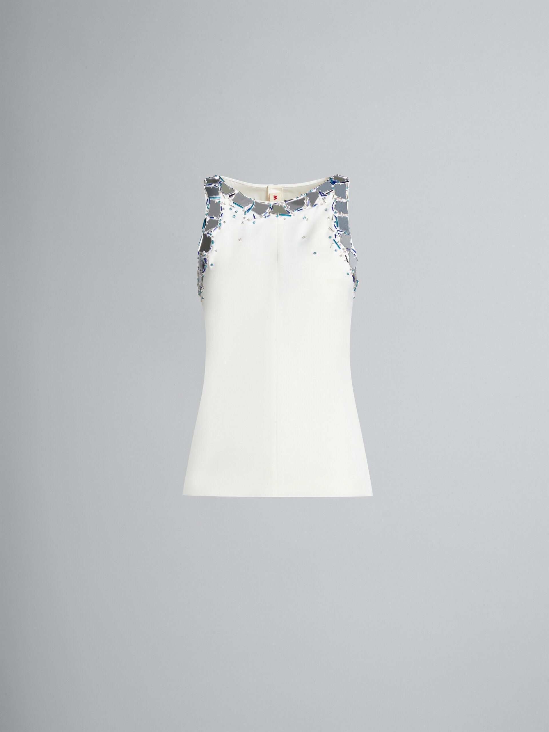 MARNI WOMEN'S WHITE SLEEVELESS TOP WITH EMBELLISHMENTS