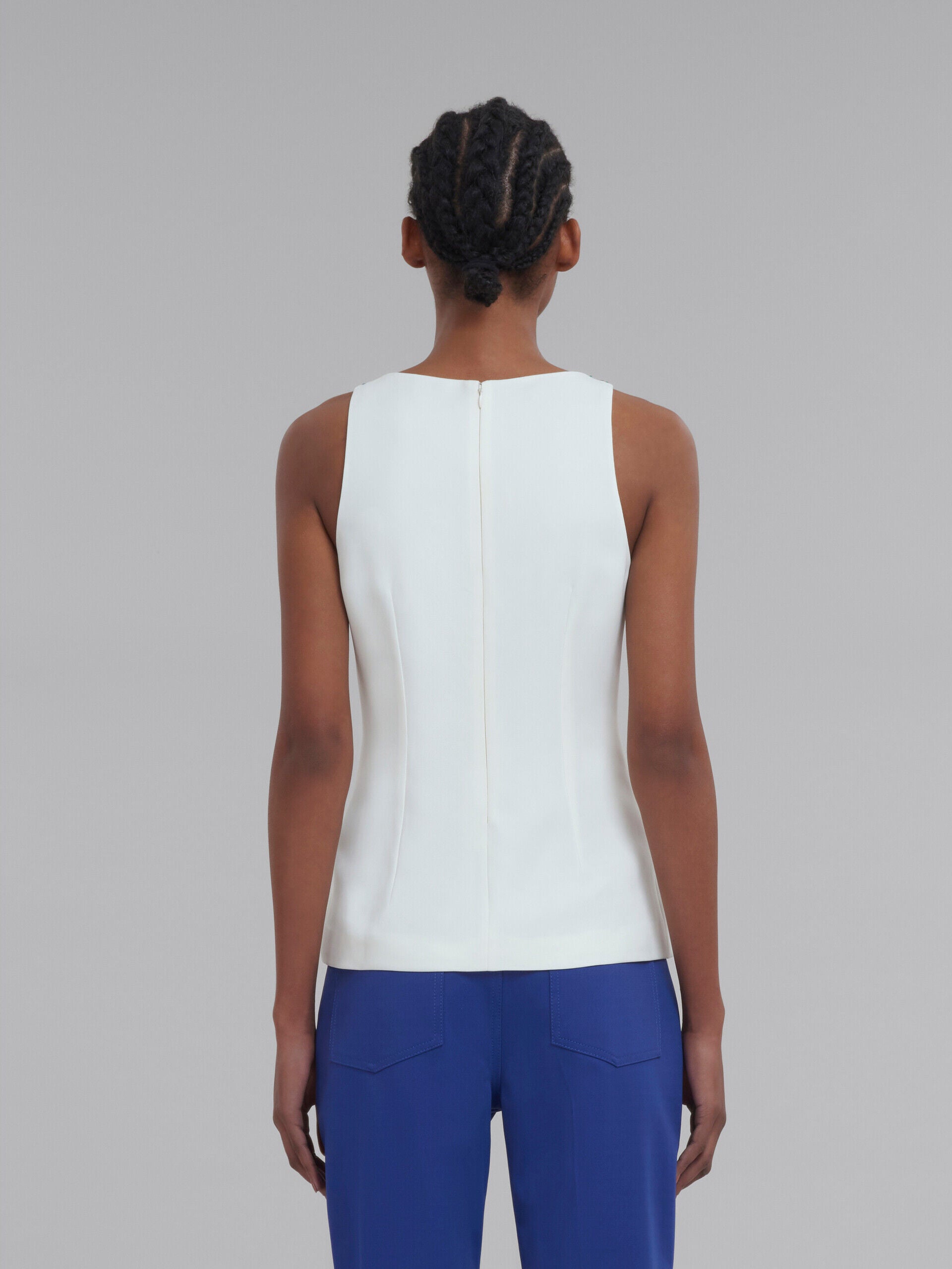 MARNI WOMEN'S WHITE SLEEVELESS TOP WITH EMBELLISHMENTS