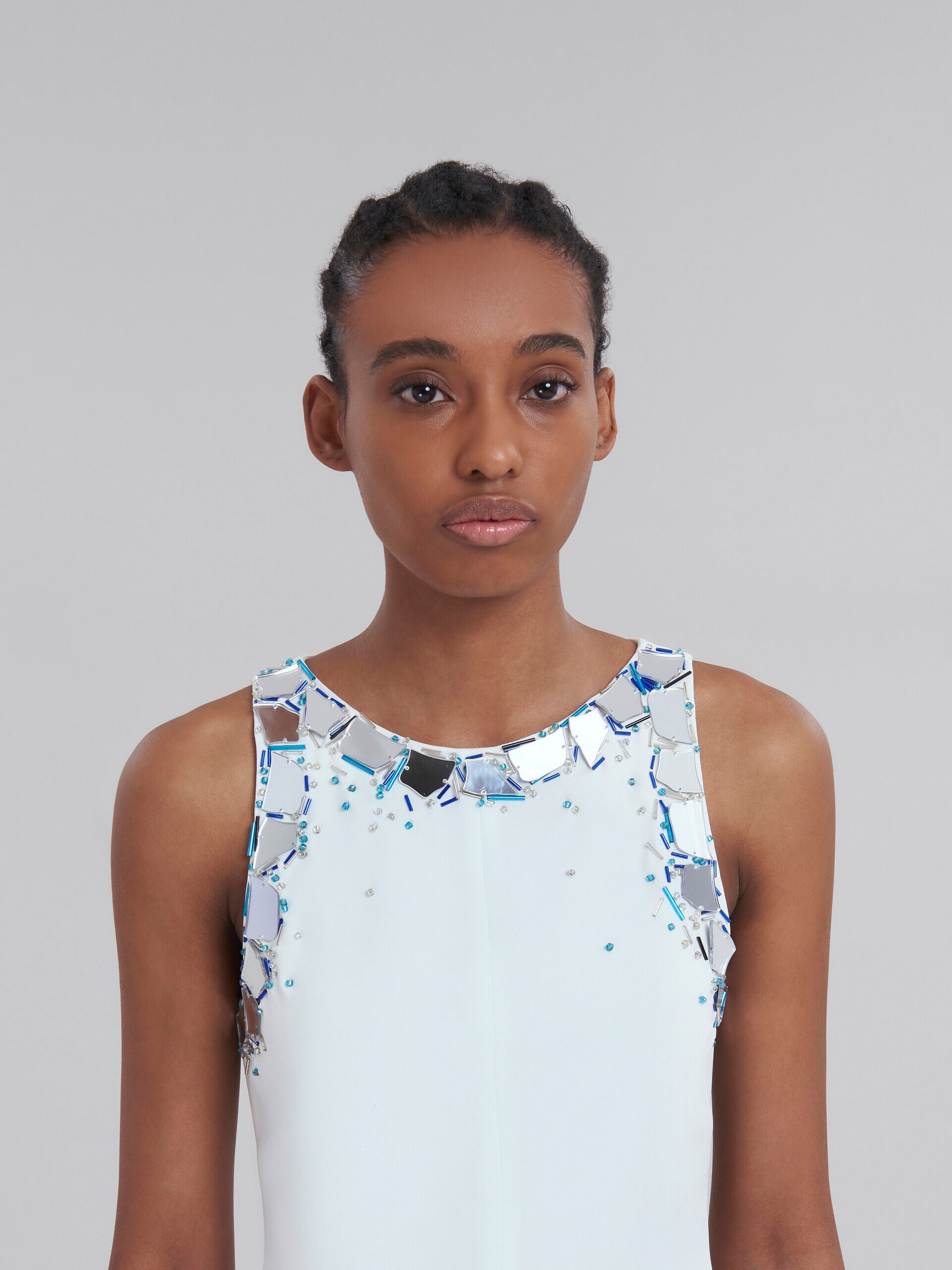 MARNI WOMEN'S WHITE SLEEVELESS TOP WITH EMBELLISHMENTS
