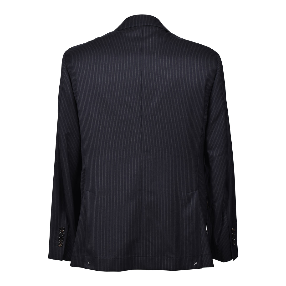 BRUNELLO CUCINELLI MEN'S DARK NAVY WOOL PINSTRIPE SUIT