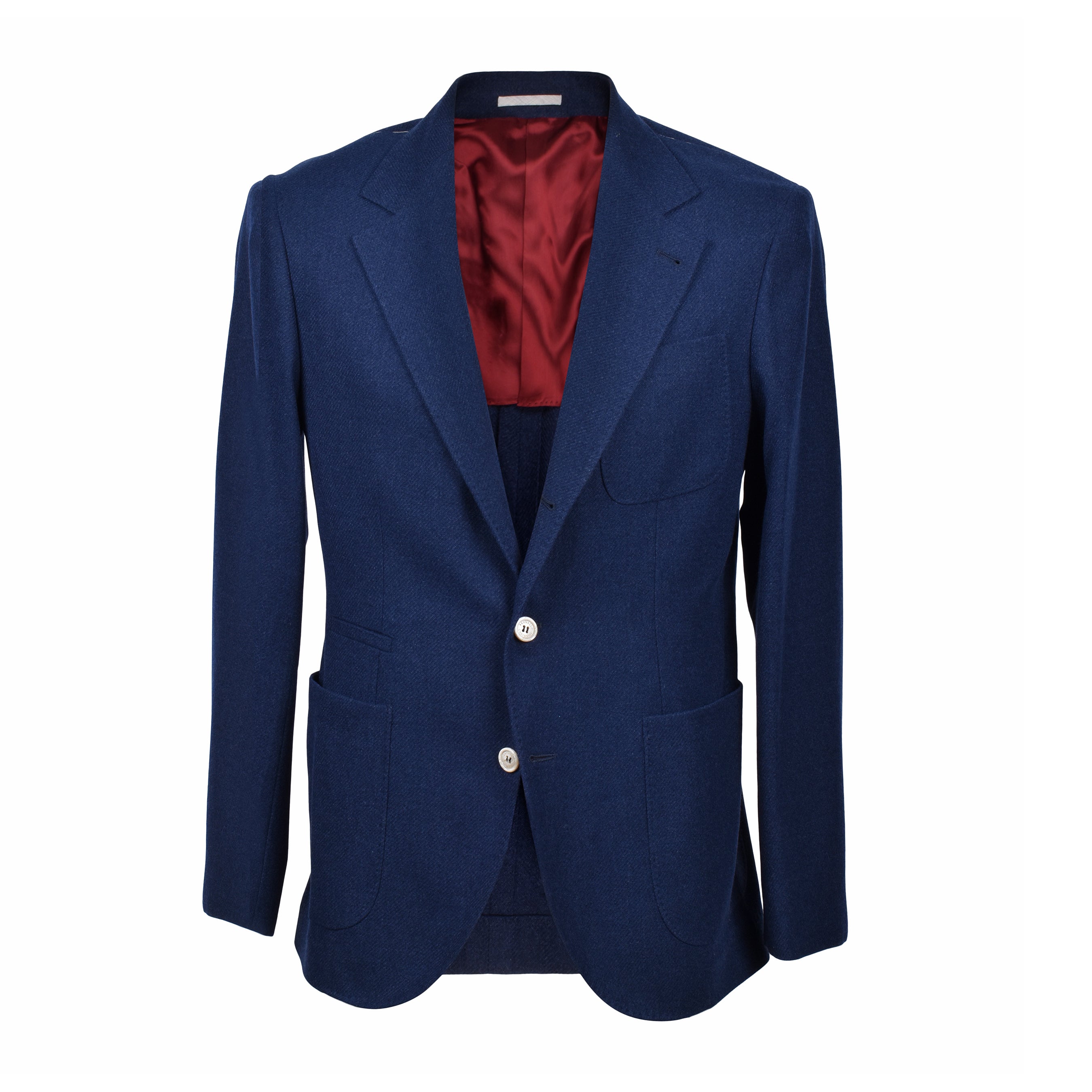 BRUNELLO CUCINELLI MEN'S OCEAN BLUE WOOL SILK BLAZER