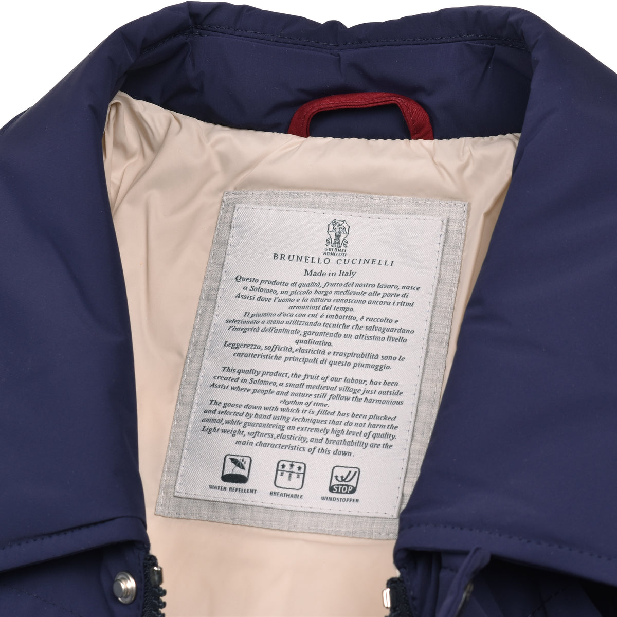 BRUNELLO CUCINELLI MEN'S DARK BLUE QUILTED JACKET