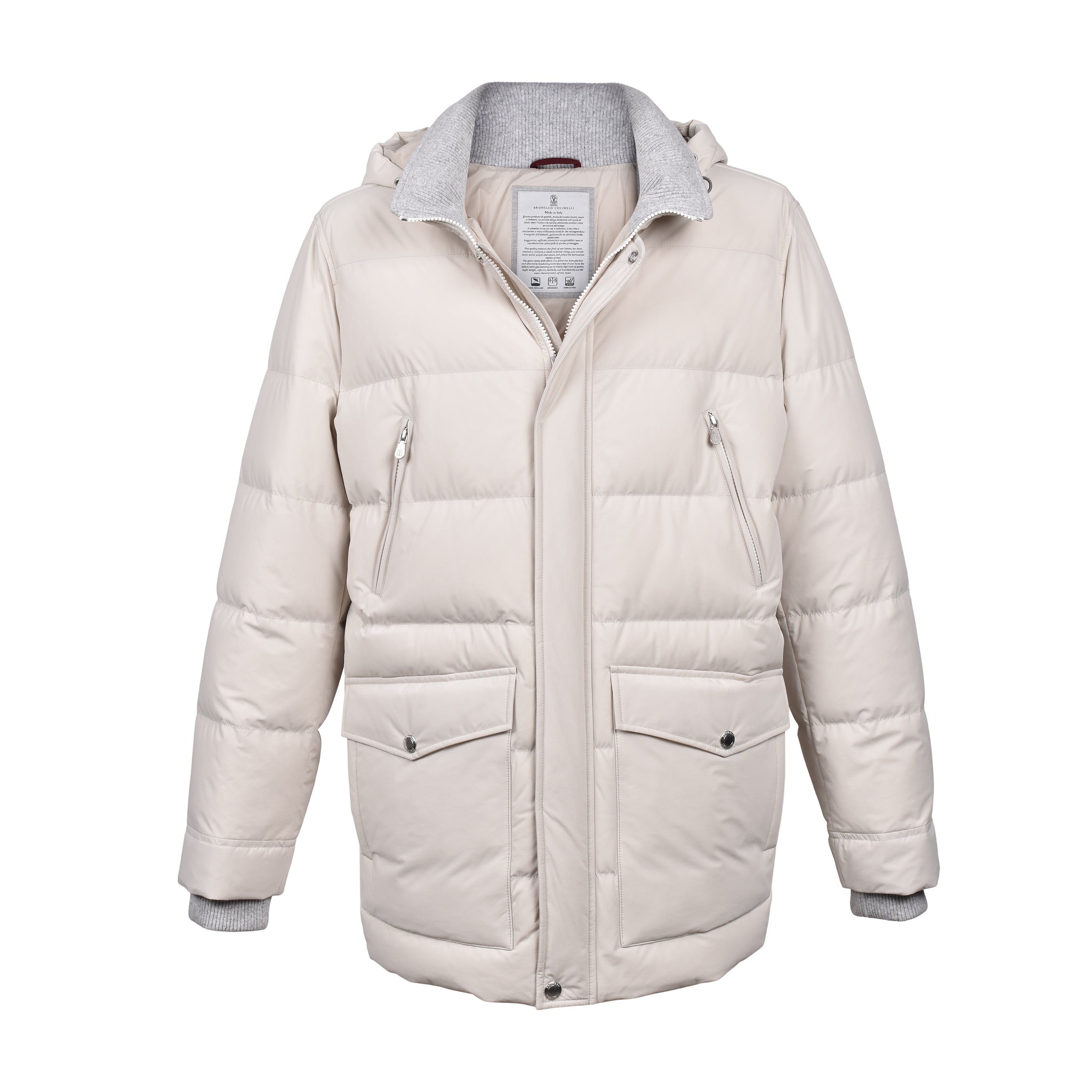 BRUNELLO CUCINELLI MEN'S OFF WHITE QUILTED JACKET
