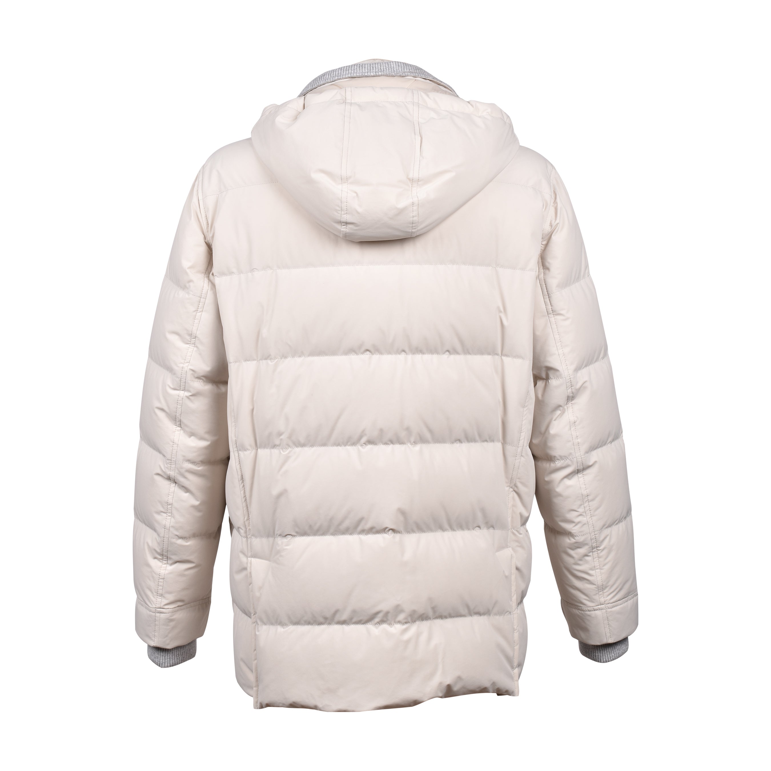 BRUNELLO CUCINELLI MEN'S OFF WHITE QUILTED DOWN PARKA JACKET