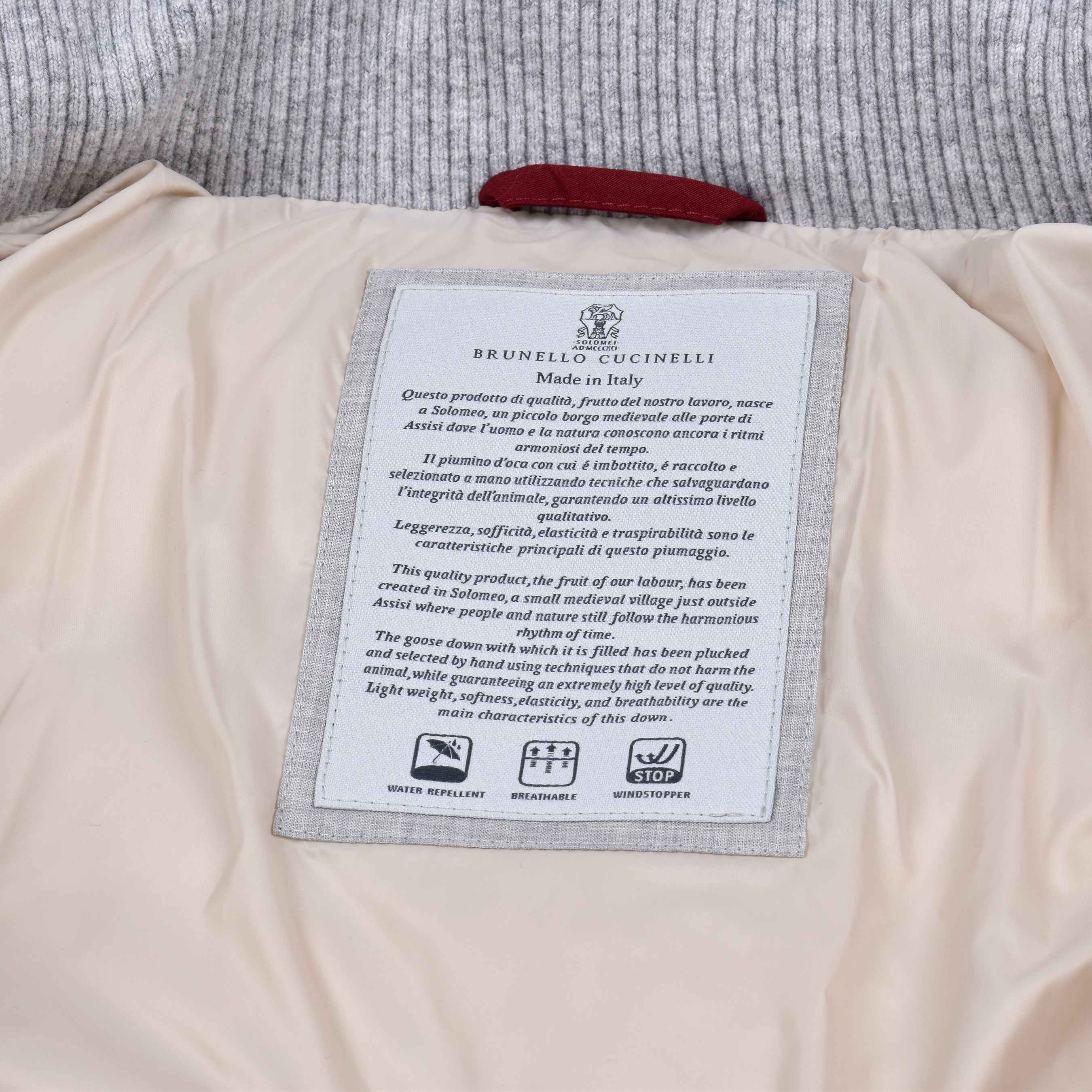 BRUNELLO CUCINELLI MEN'S OFF WHITE QUILTED DOWN PARKA JACKET