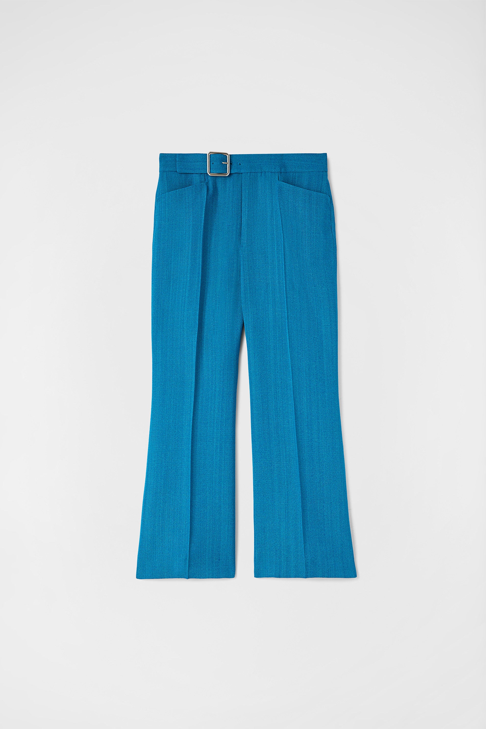 JIL SANDER WOMEN'S BRIGHT BLUE WIDE LEG TROUSERS