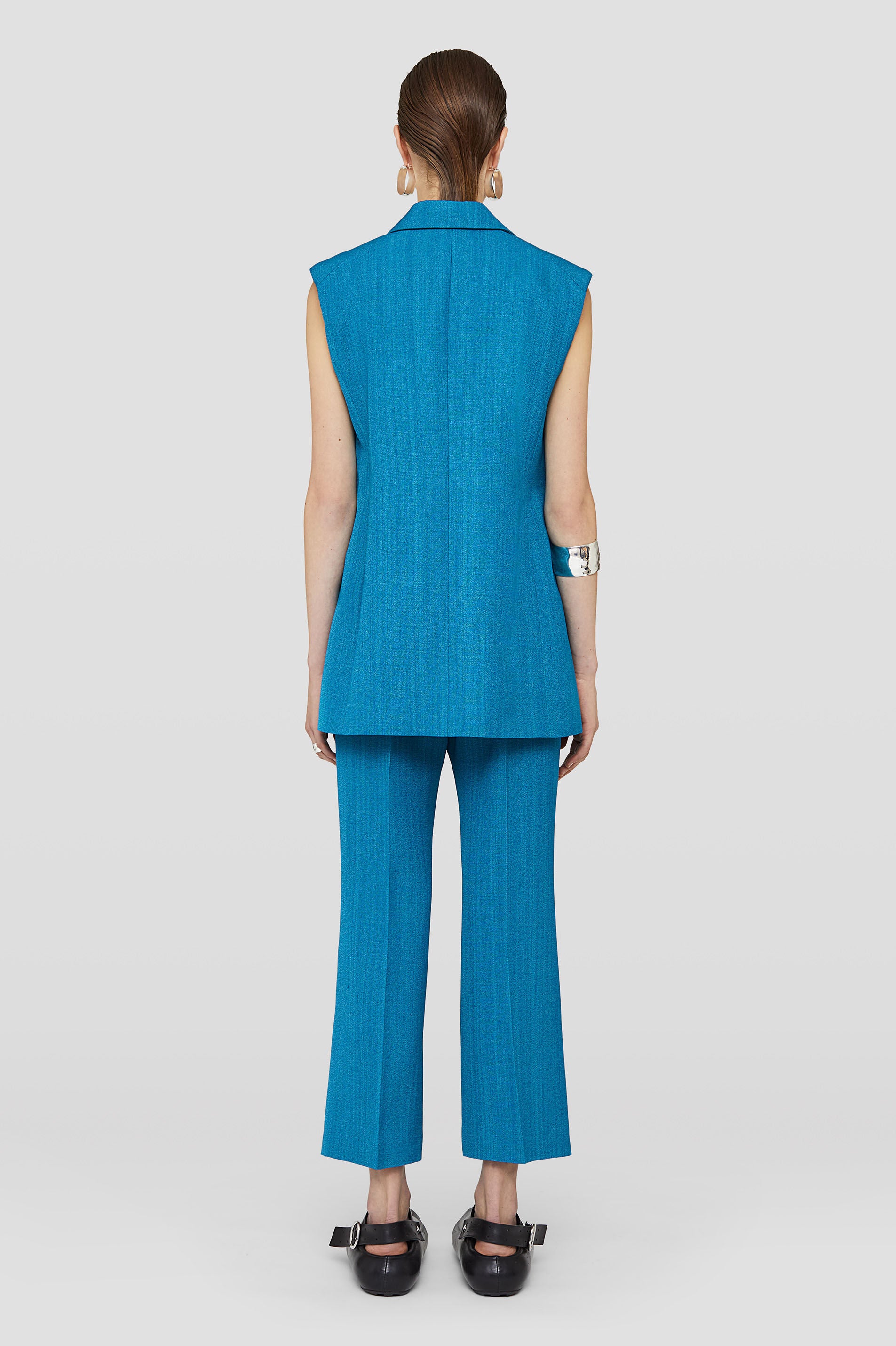 JIL SANDER WOMEN'S BRIGHT BLUE WIDE LEG TROUSERS