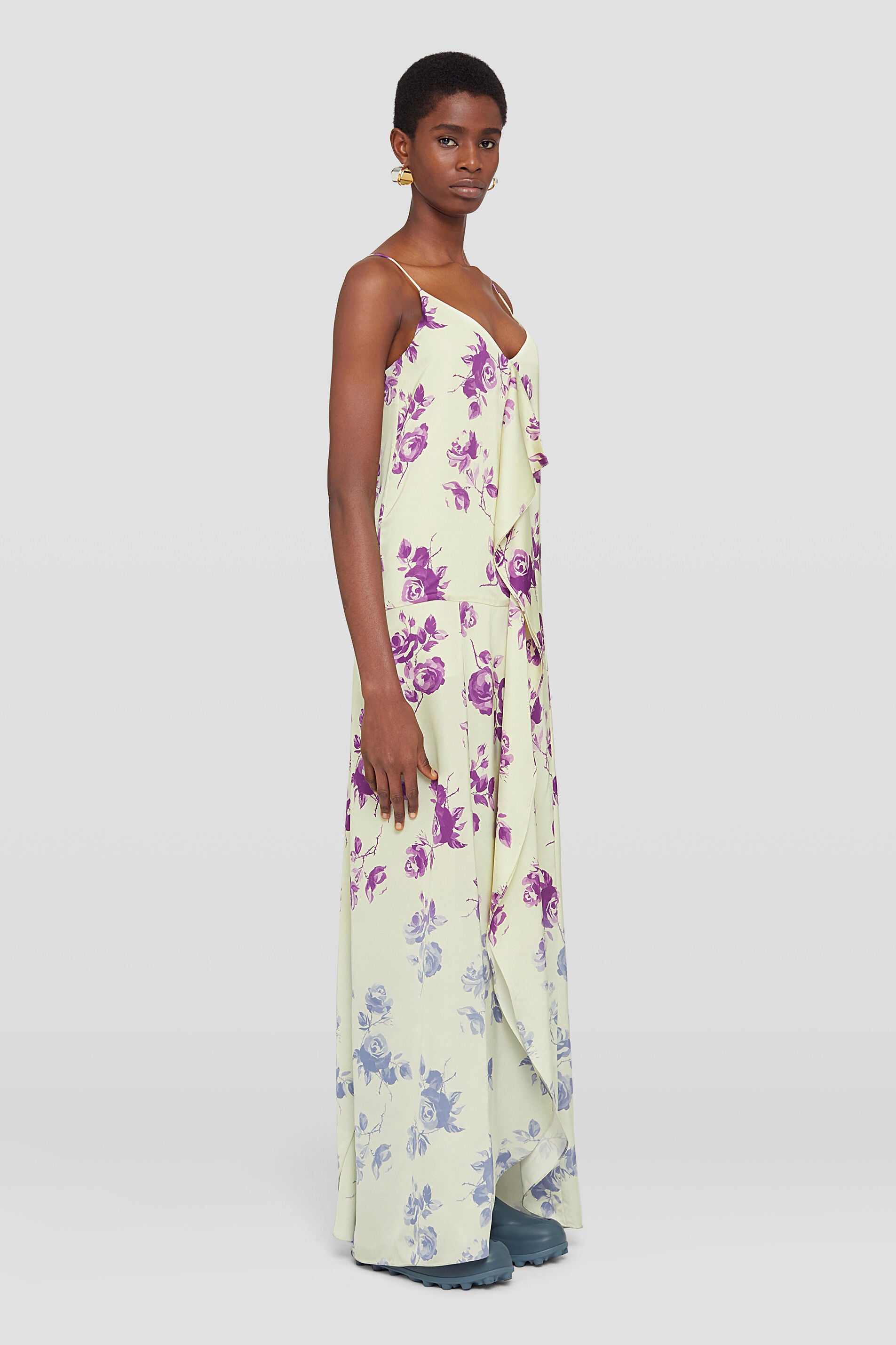 JIL SANDER WOMEN'S CREAM FLORAL SLIP DRESS