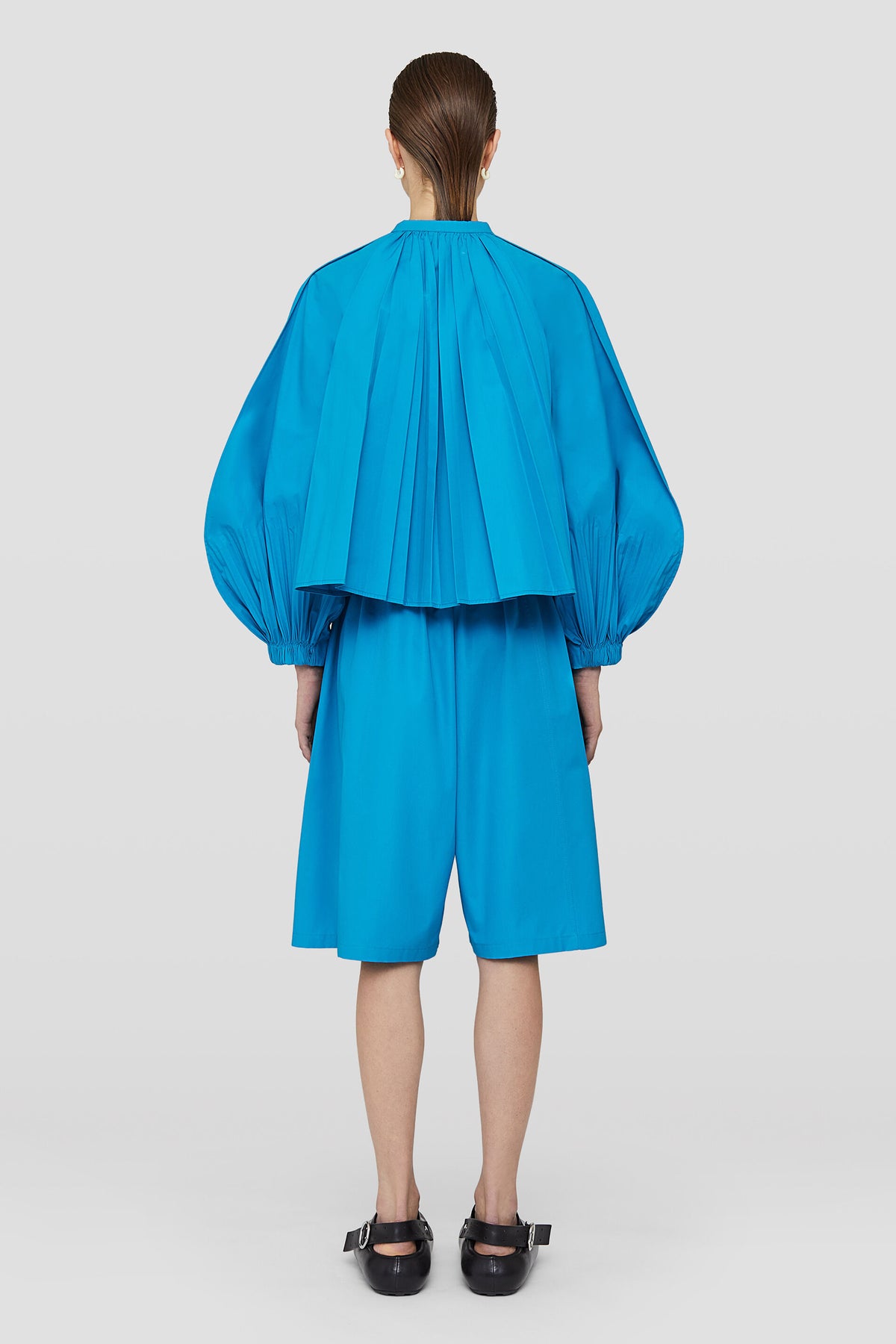 JIL SANDER WOMEN'S ELECTRIC BLUE WIDE-LEG SHORTS