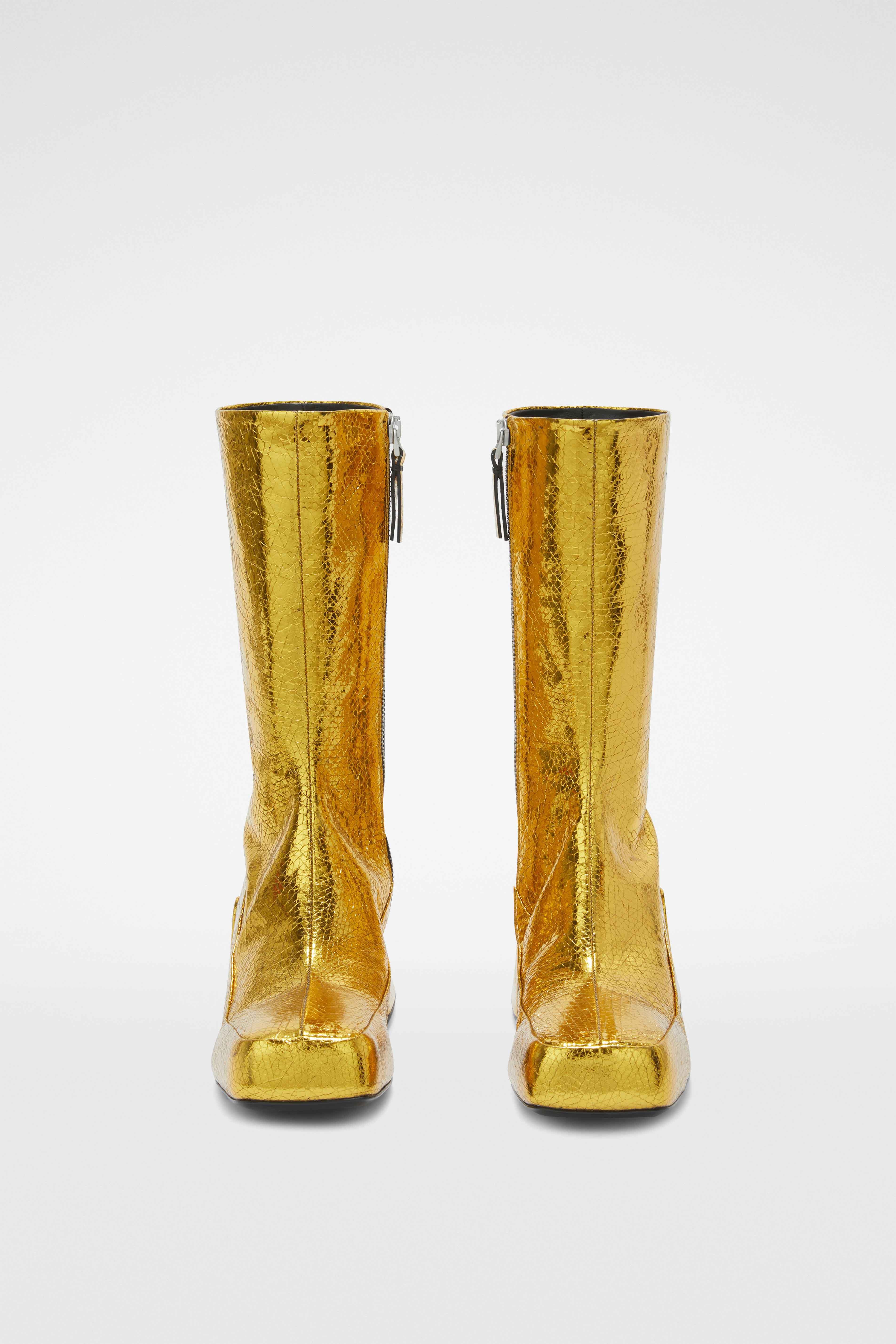 JIL SANDER WOMEN'S GOLD LEATHER MIDCALF BOOTS