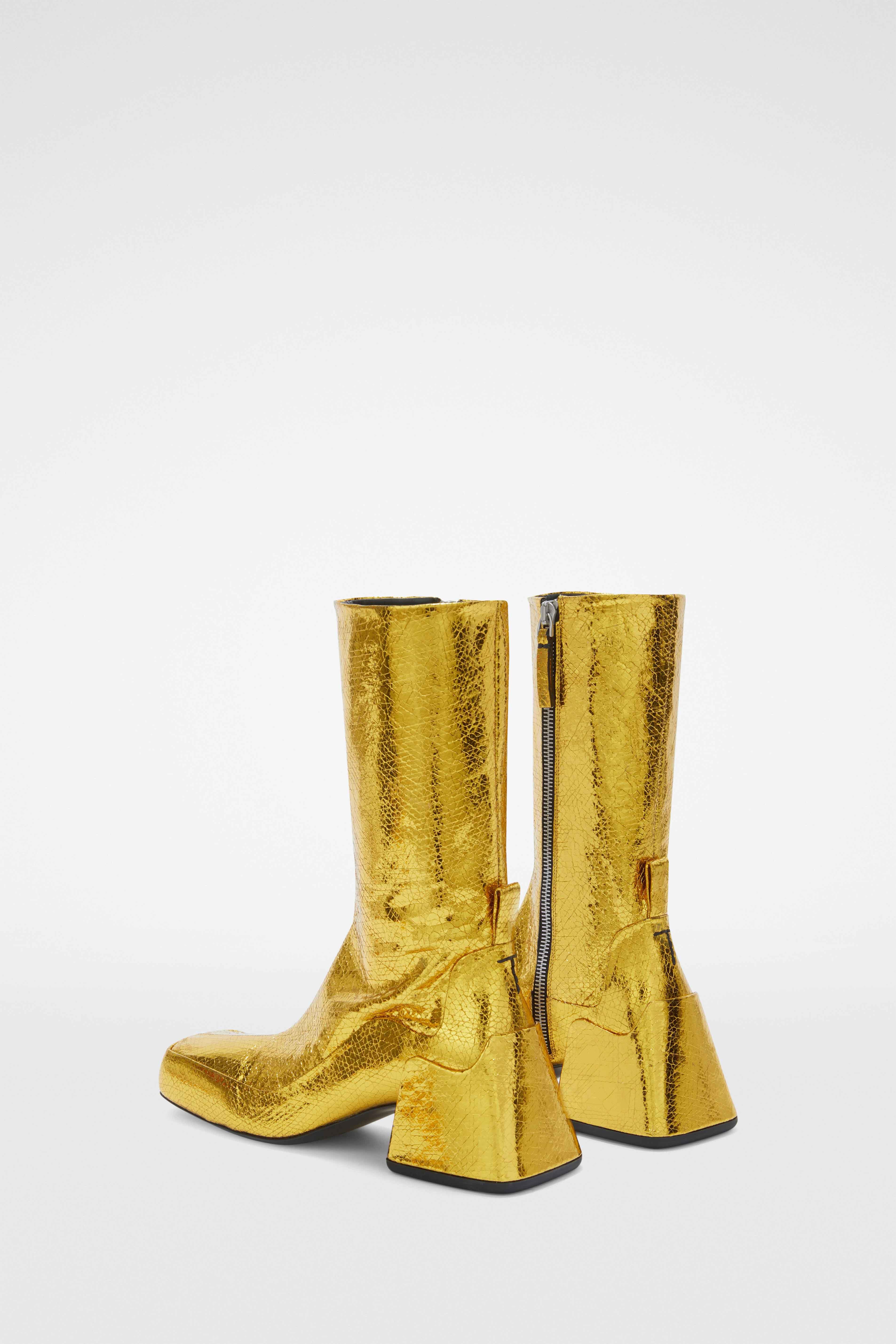 JIL SANDER WOMEN'S GOLD LEATHER MIDCALF BOOTS