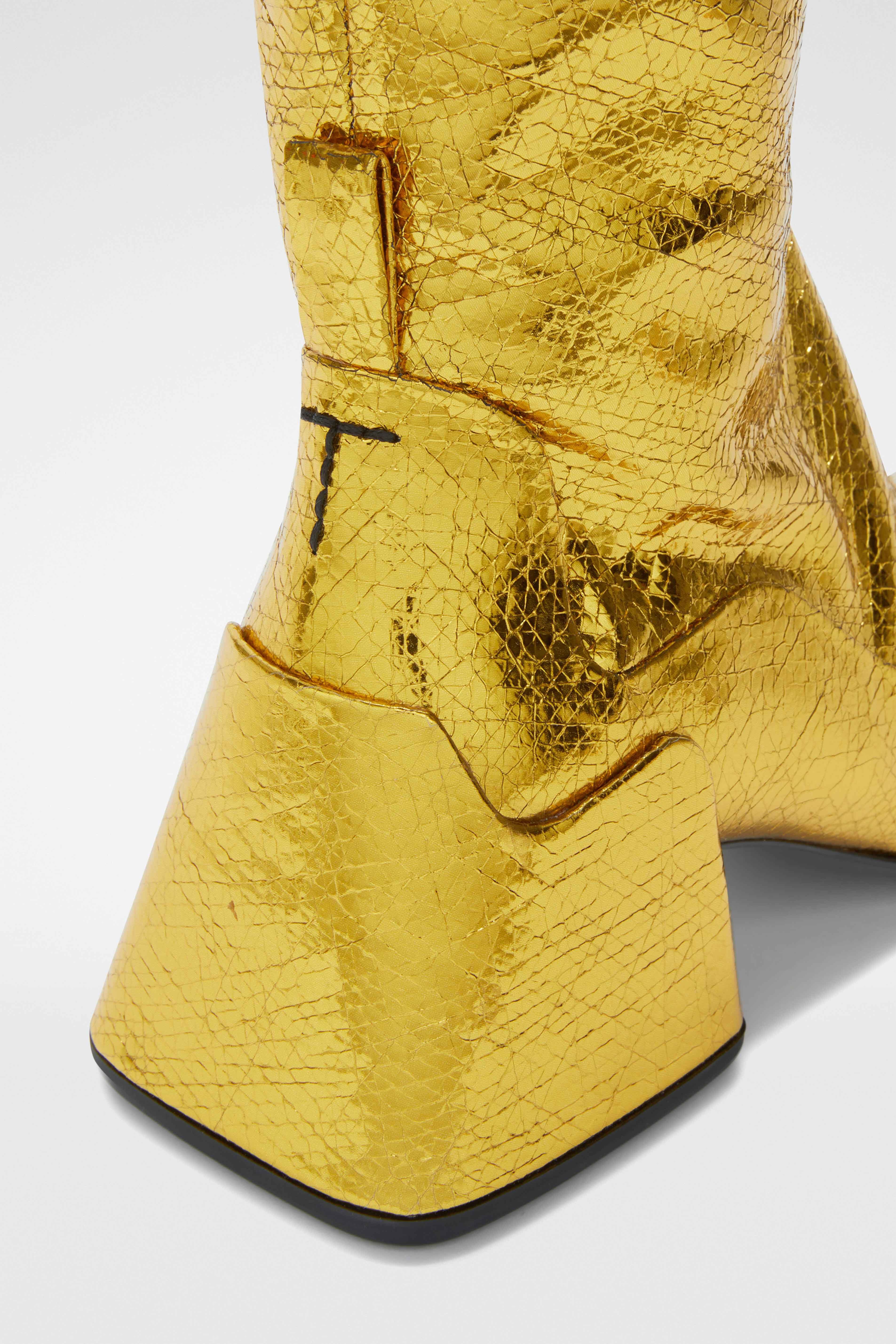 JIL SANDER WOMEN'S GOLD LEATHER MIDCALF BOOTS