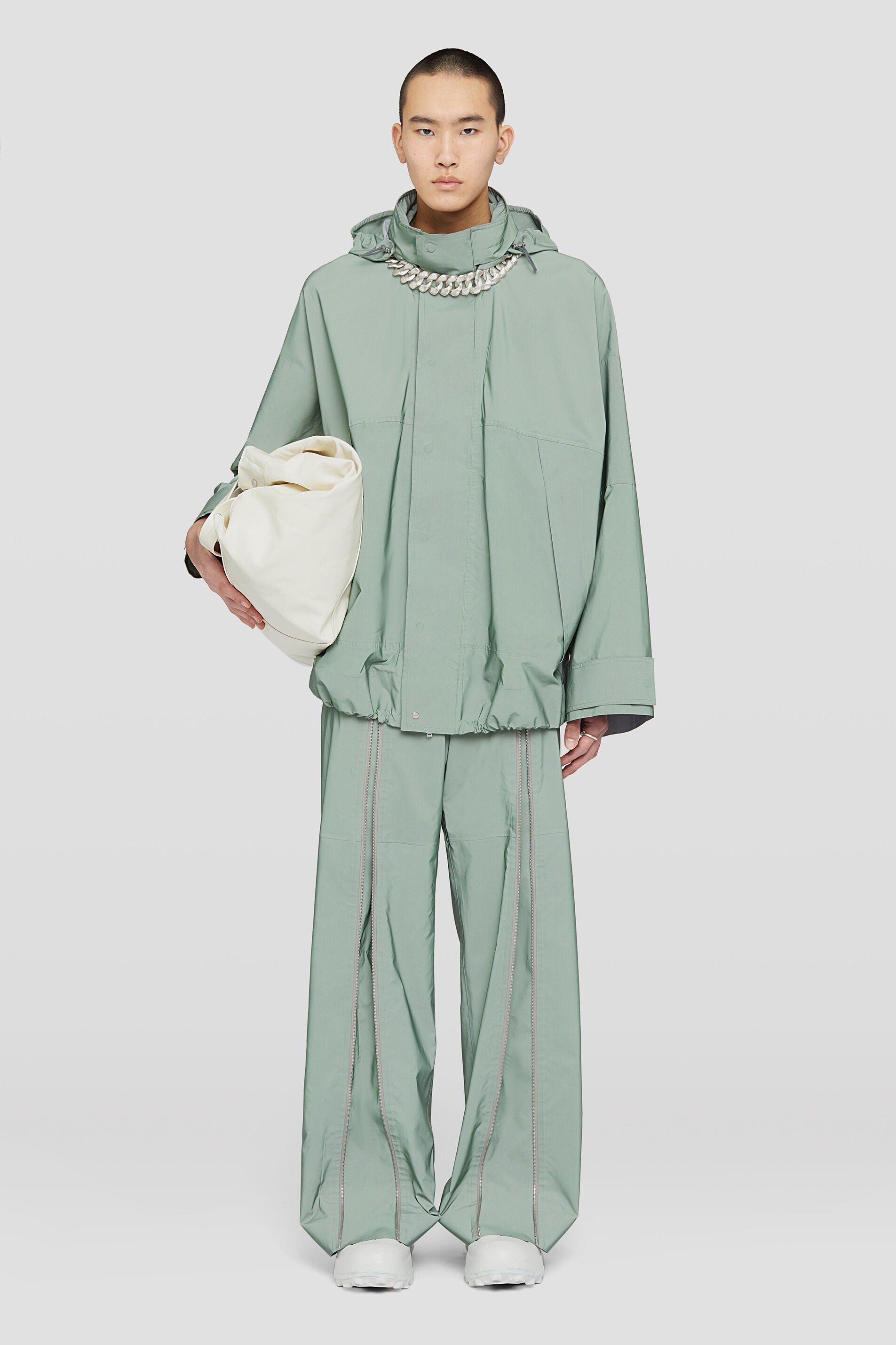 JIL SANDER MEN'S GRASSHOPPER ZIP DETAIL TROUSERS