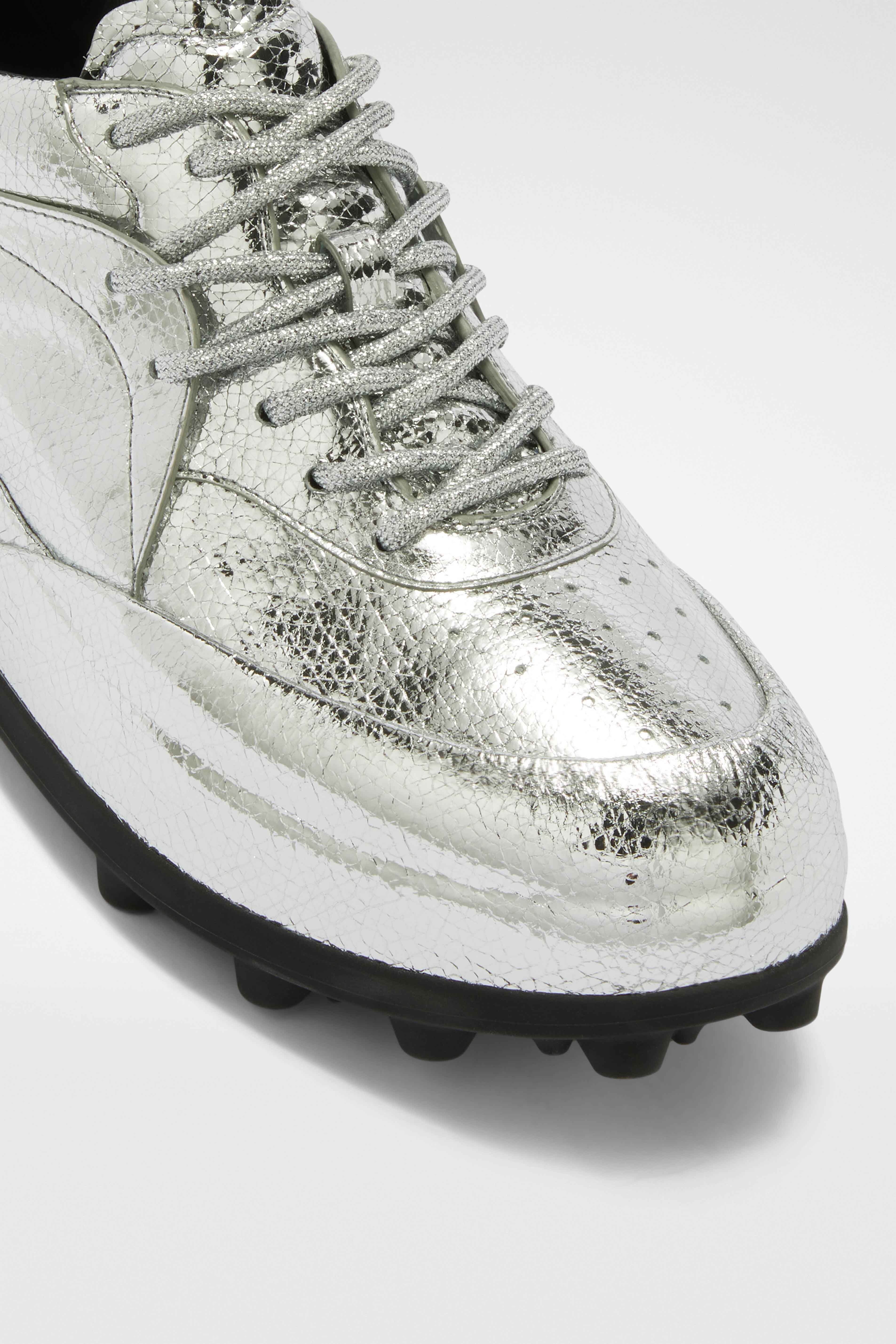 JIL SANDER MEN'S SILVER METALLIC LACE UP SHOES