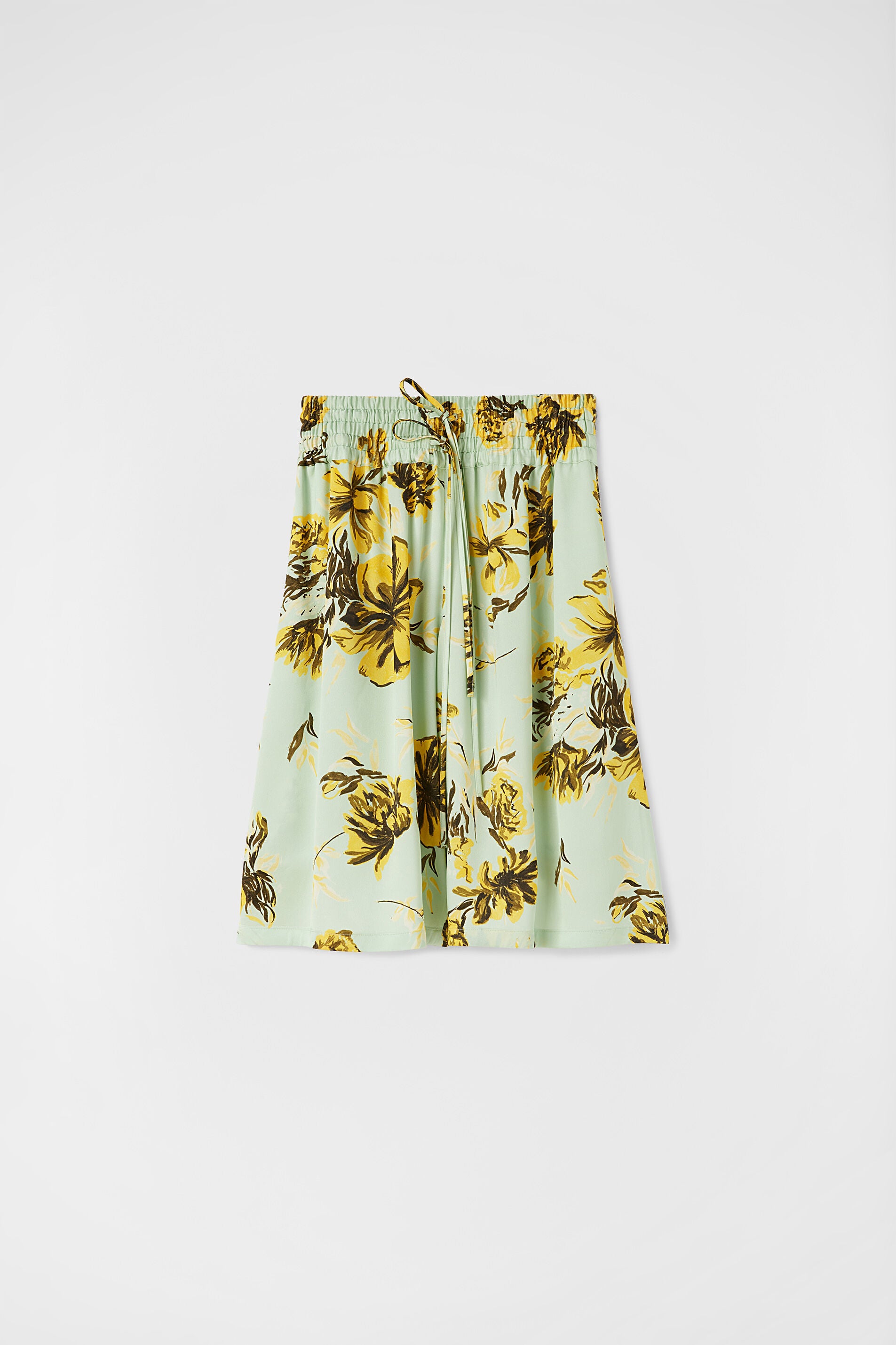 JIL SANDER WOMEN'S MINT GREEN FLORAL WIDE-LEG TROUSERS
