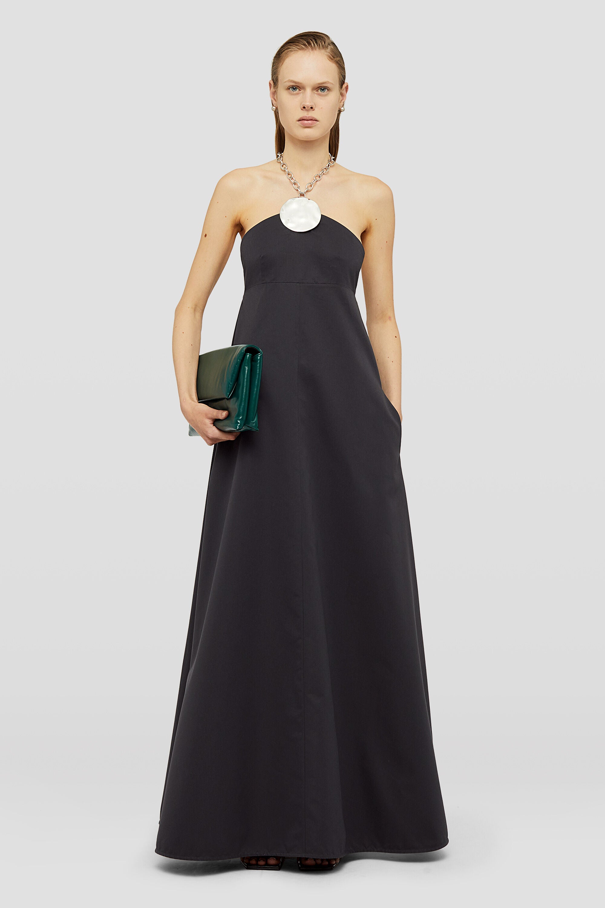 JIL SANDER WOMEN'S DARK GREY HALTER DRESS