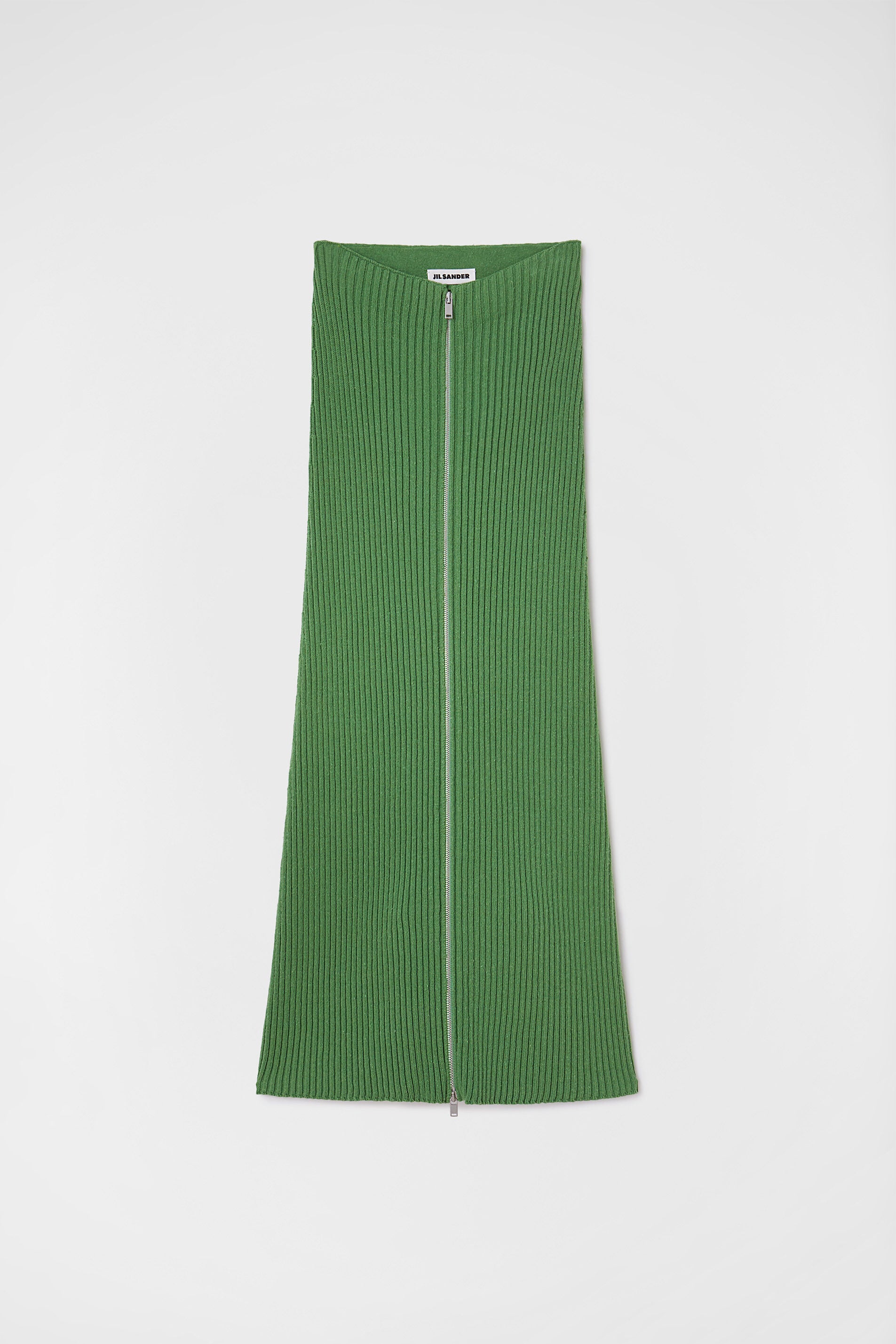 JIL SANDER WOMEN'S GREEN RIBBED KNIT SKIRT