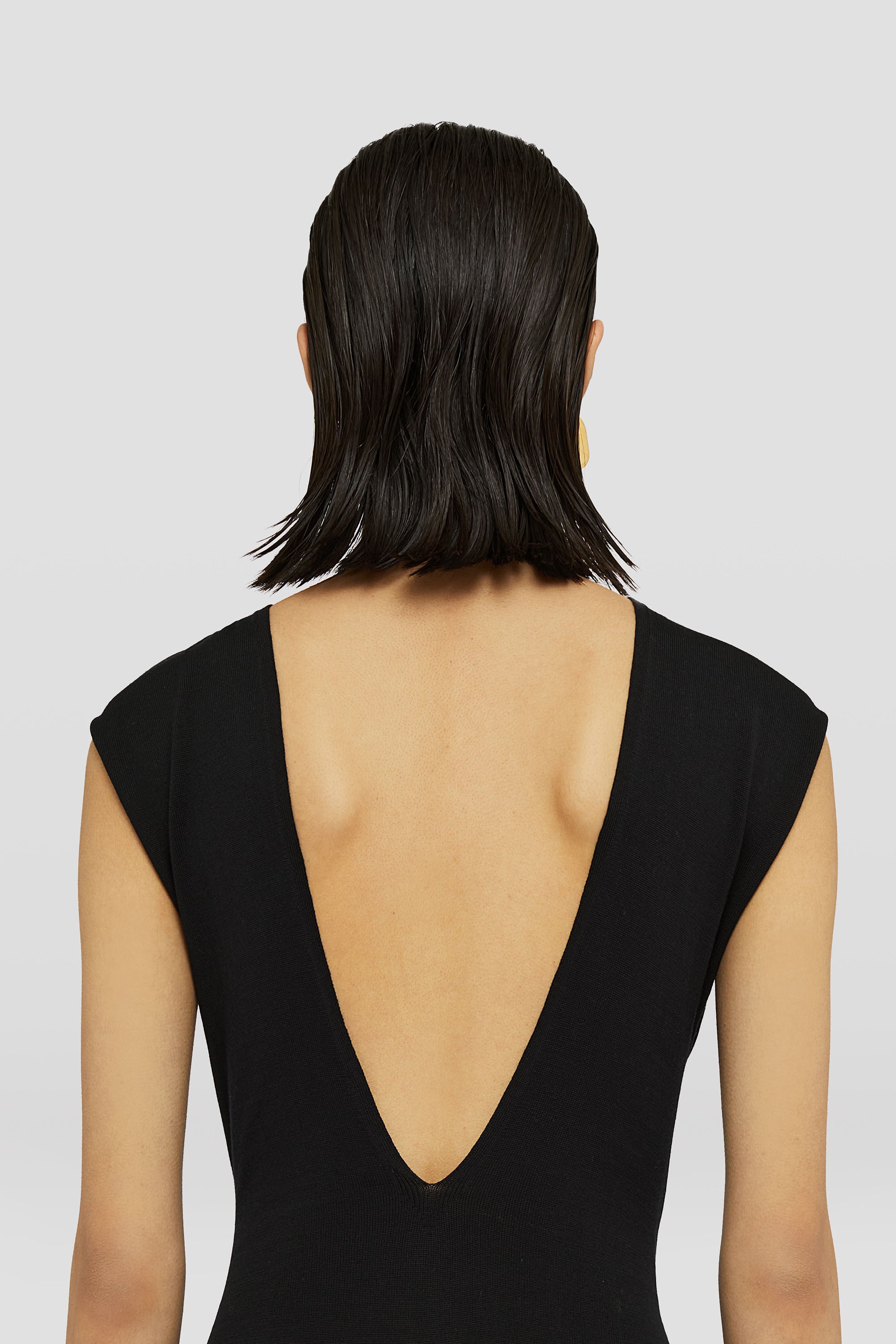 JIL SANDER WOMEN'S BLACK SLEEVELESS DRAPED DRESS