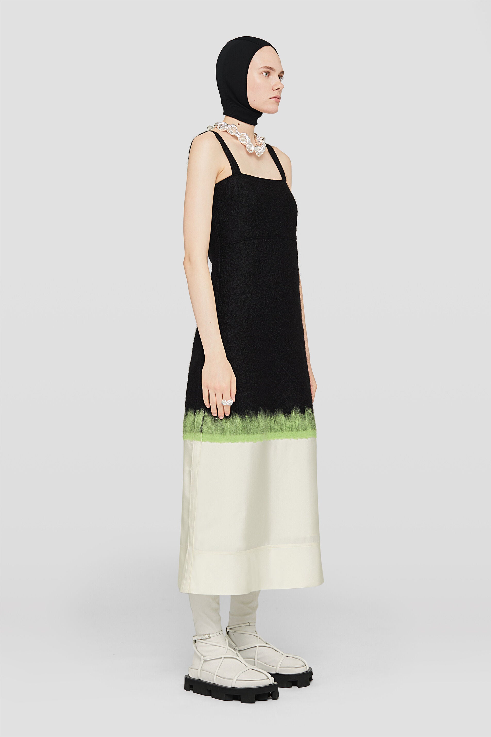 JIL SANDER WOMEN'S BLACK COLORBLOCK SLEEVELESS DRESS