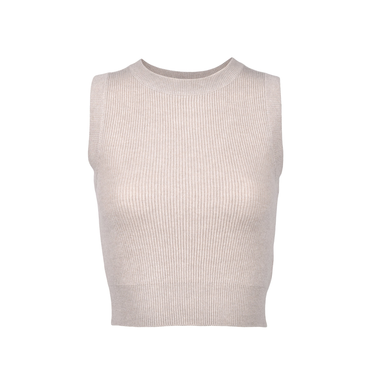 BRUNELLO CUCINELLI WOMEN'S BEIGE CASHMERE SLEEVELESS SWEATER