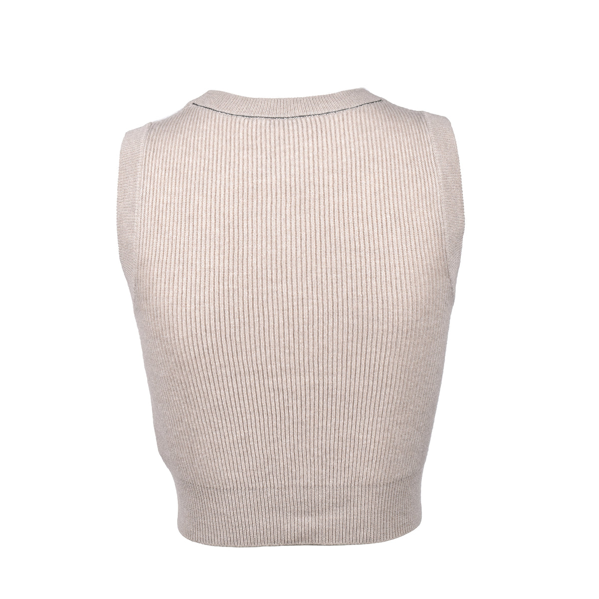 BRUNELLO CUCINELLI WOMEN'S BEIGE CASHMERE SLEEVELESS SWEATER