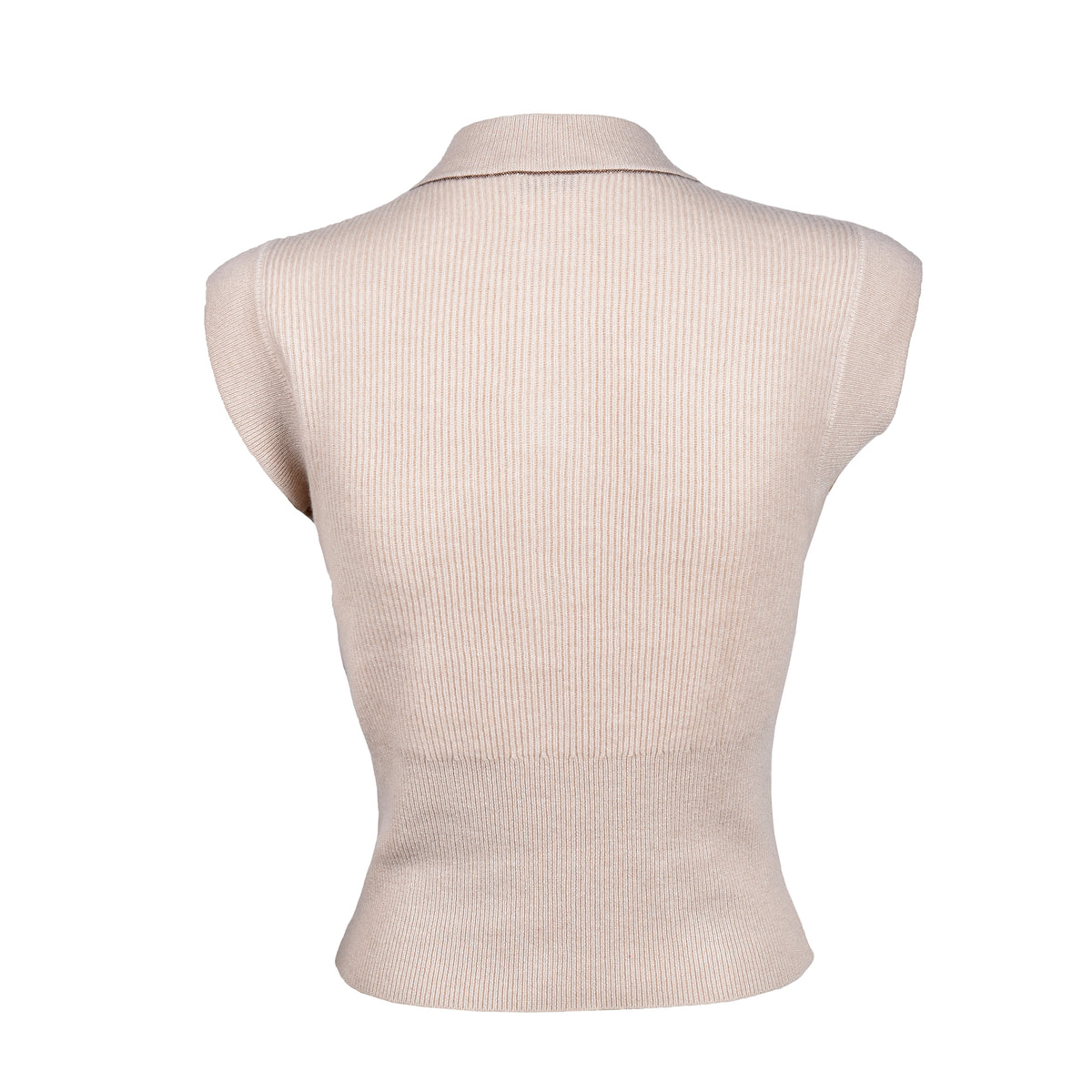 BRUNELLO CUCINELLI WOMEN'S BEIGE CASHMERE SLEEVELESS SWEATER