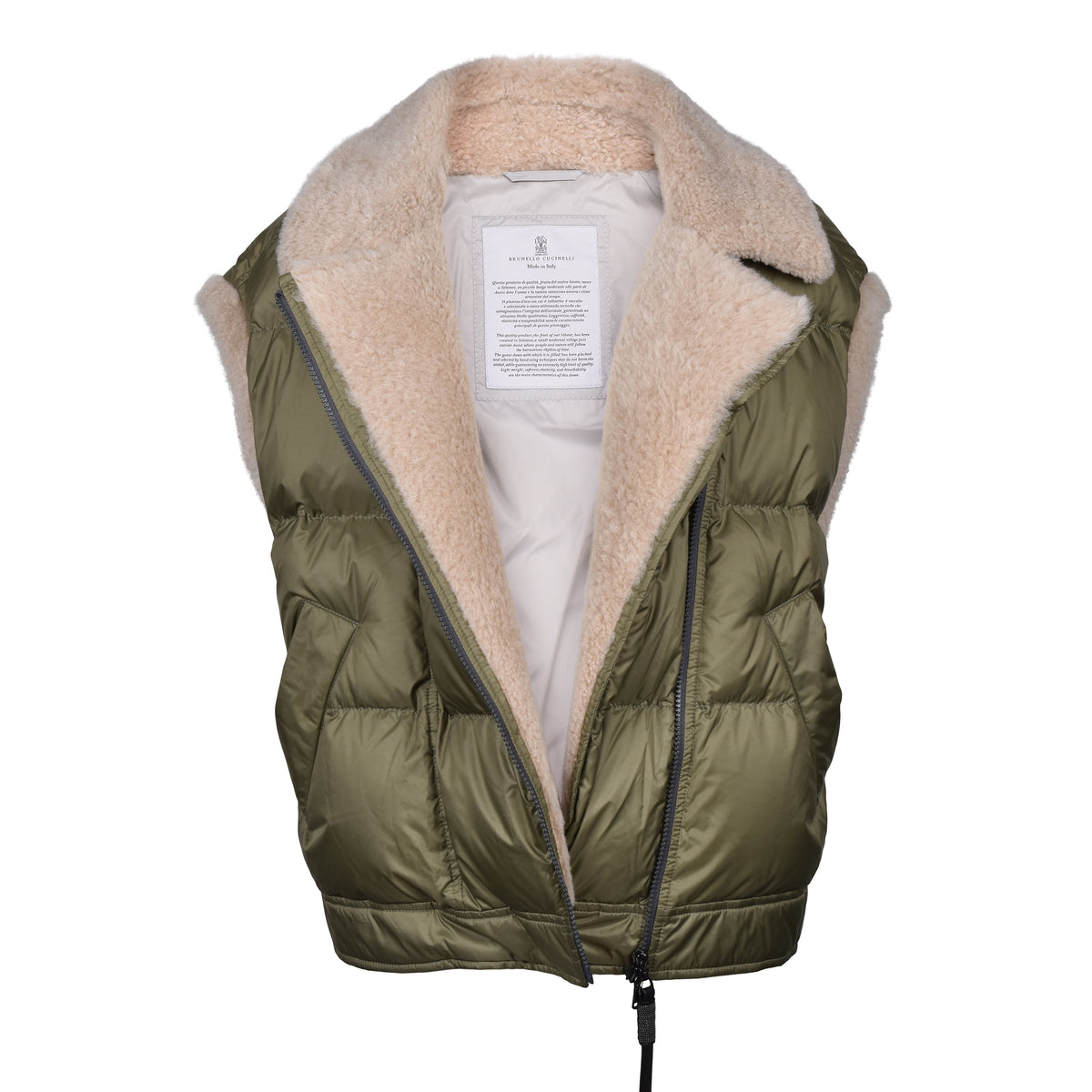 BRUNELLO CUCINELLI WOMEN'S PUMPKIN SEED QUILTED SHEARLING COLLAR PUFFER JACKET