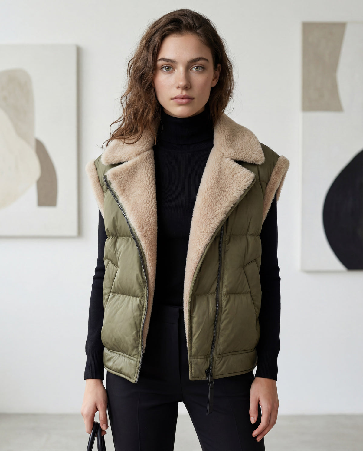 BRUNELLO CUCINELLI WOMEN'S PUMPKIN SEED QUILTED SHEARLING COLLAR PUFFER JACKET