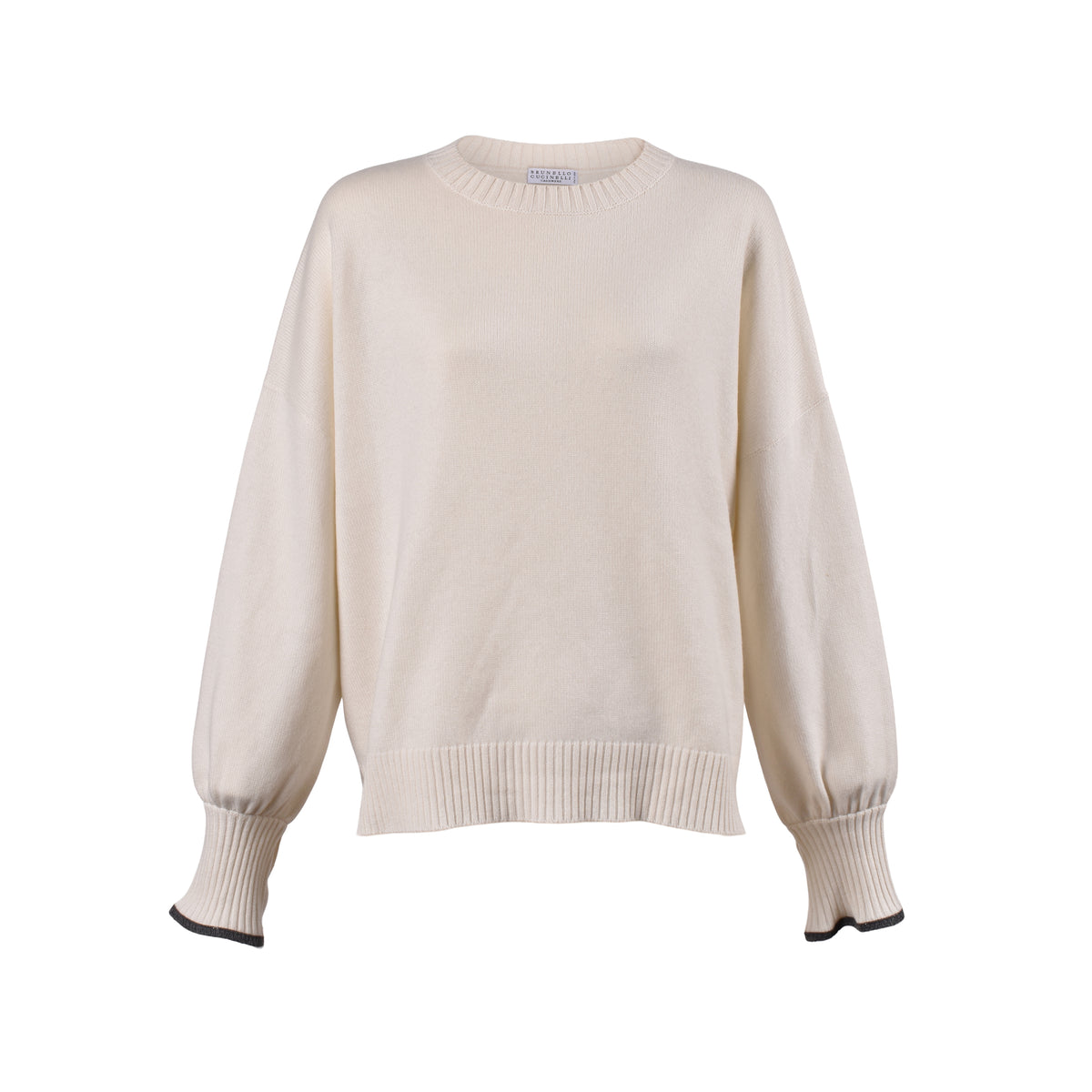BRUNELLO CUCINELLI WOMEN'S OFF WHITE CASHMERE CREWNECK SWEATER