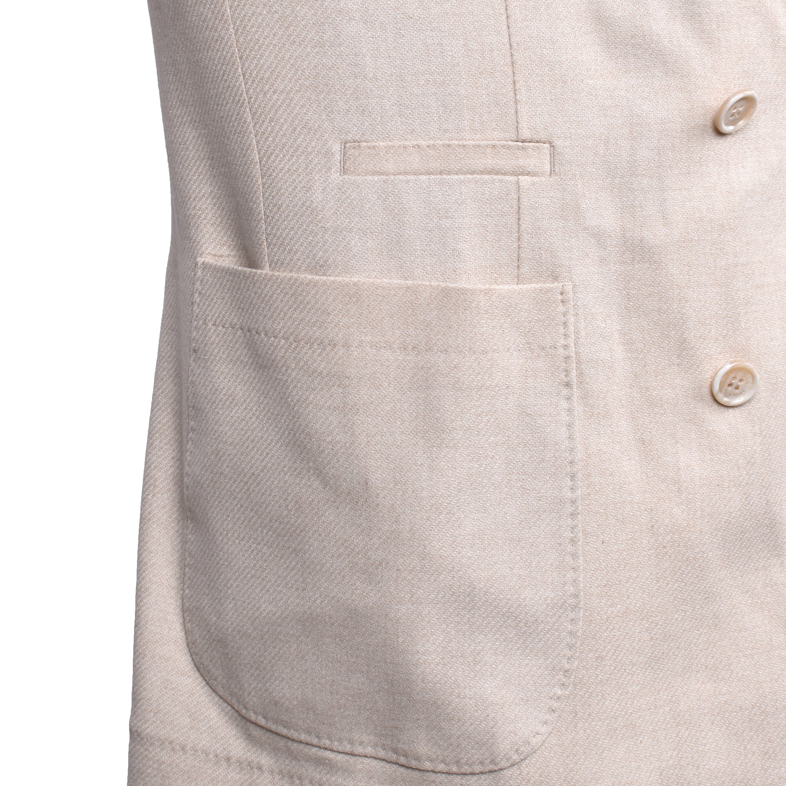 BRUNELLO CUCINELLI MEN'S SAND WOOL BLEND DOUBLE-BREASTED BLAZER