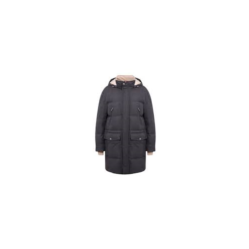 BRUNELLO CUCINELLI MEN'S DARK GREY WOOL PARKA