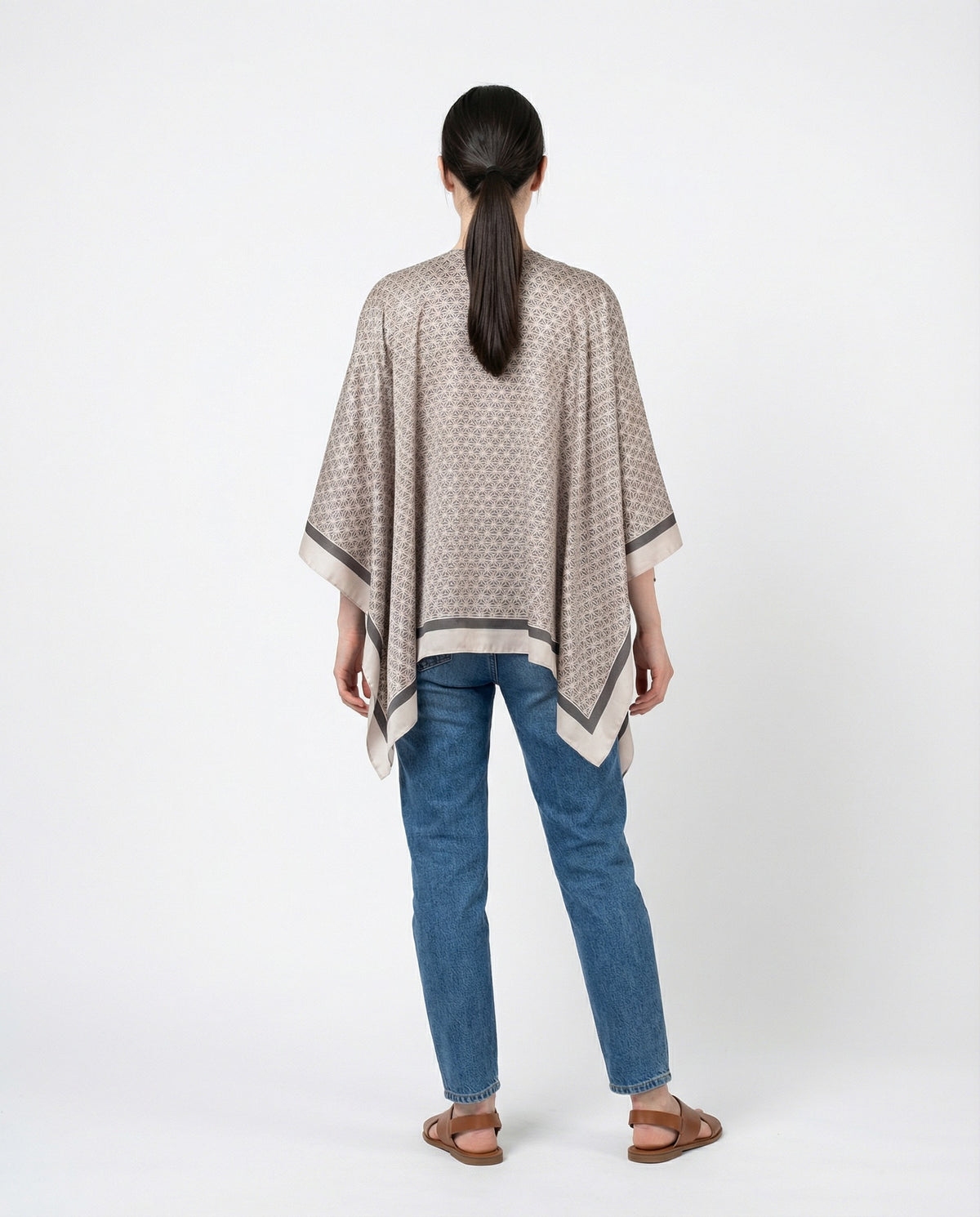 BRUNELLO CUCINELLI WOMEN'S ANTHRACITE BEIGE SILK SHIRT