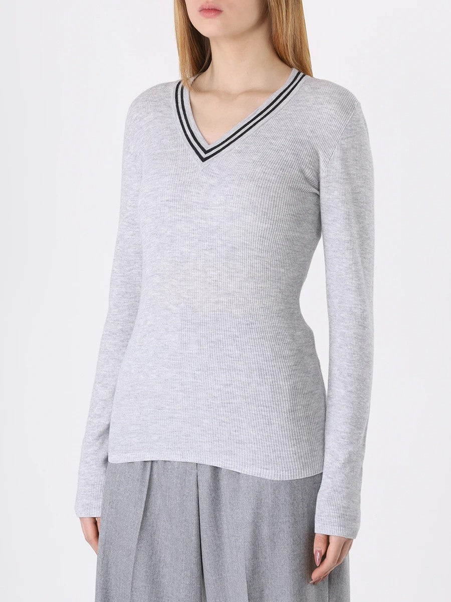 BRUNELLO CUCINELLI WOMEN'S PEBBLE CASHMERE BLEND V-NECK SWEATER