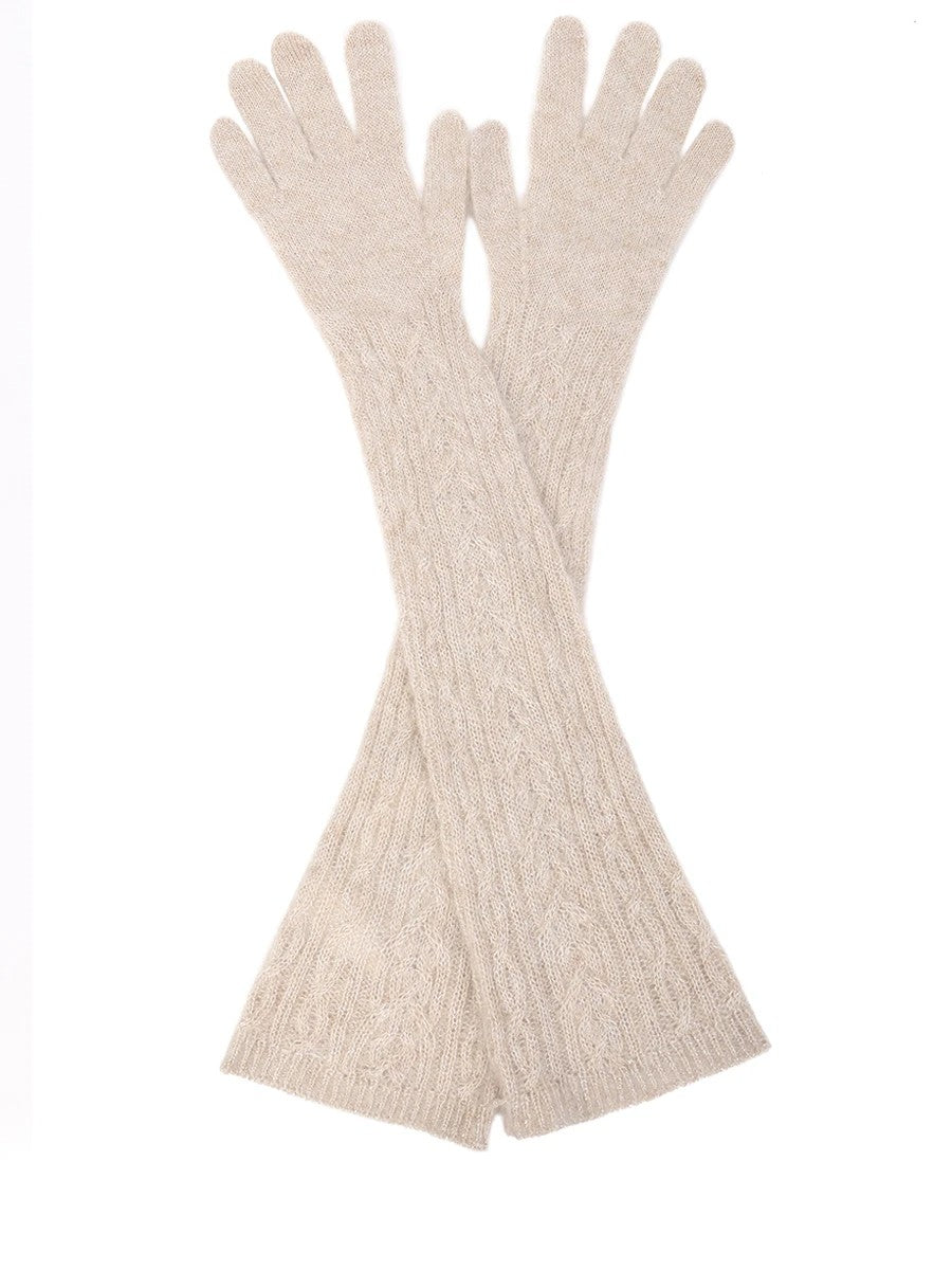 BRUNELLO CUCINELLI WOMEN'S SEASHELL WOOL LONG GLOVES