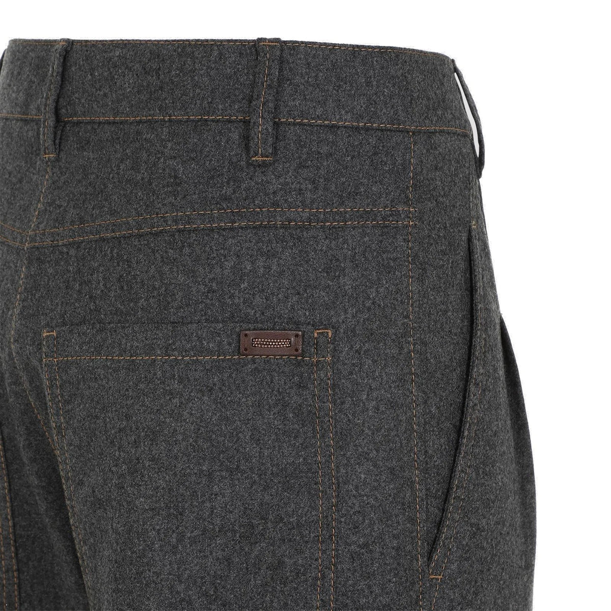 BRUNELLO CUCINELLI WOMEN'S DARK GREY WOOL CASHMERE TROUSERS