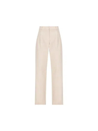 BRUNELLO CUCINELLI WOMEN'S WARM WHITE TAILORED TROUSERS