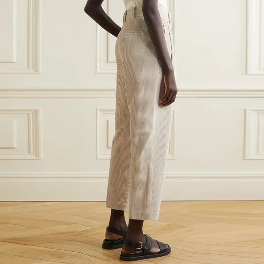 BRUNELLO CUCINELLI WOMEN'S BEIGE RELAXED CORDUROY TROUSERS