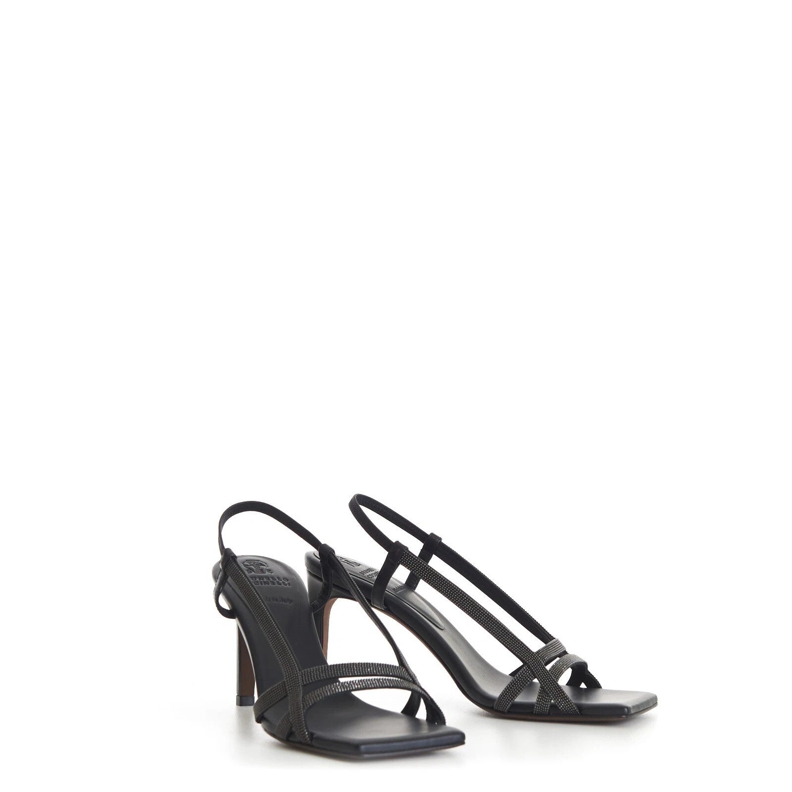 BRUNELLO CUCINELLI WOMEN'S BLACK LEATHER OPEN-TOE SANDALS