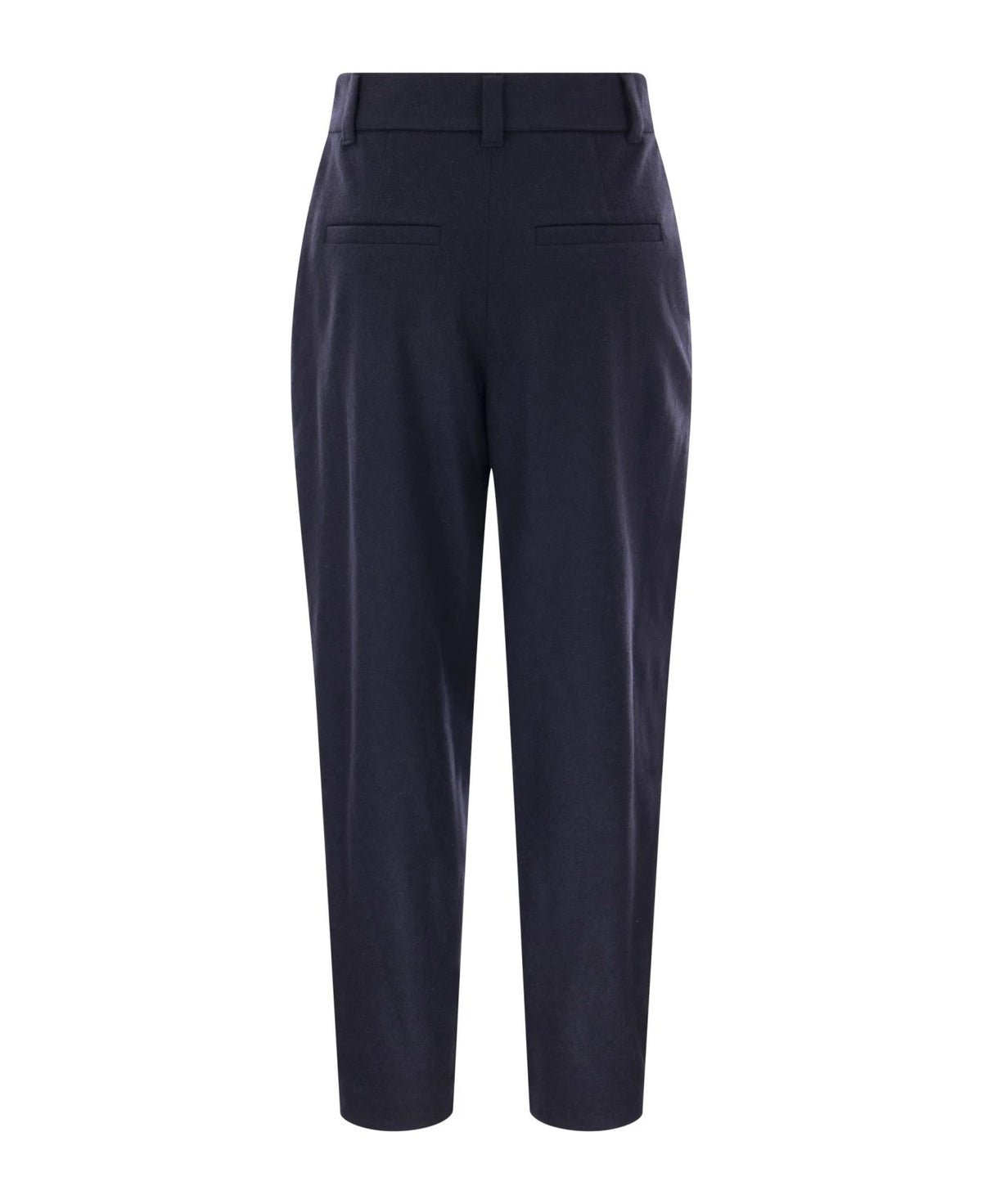 BRUNELLO CUCINELLI WOMEN'S NAVY WOOL TAILORED TROUSERS