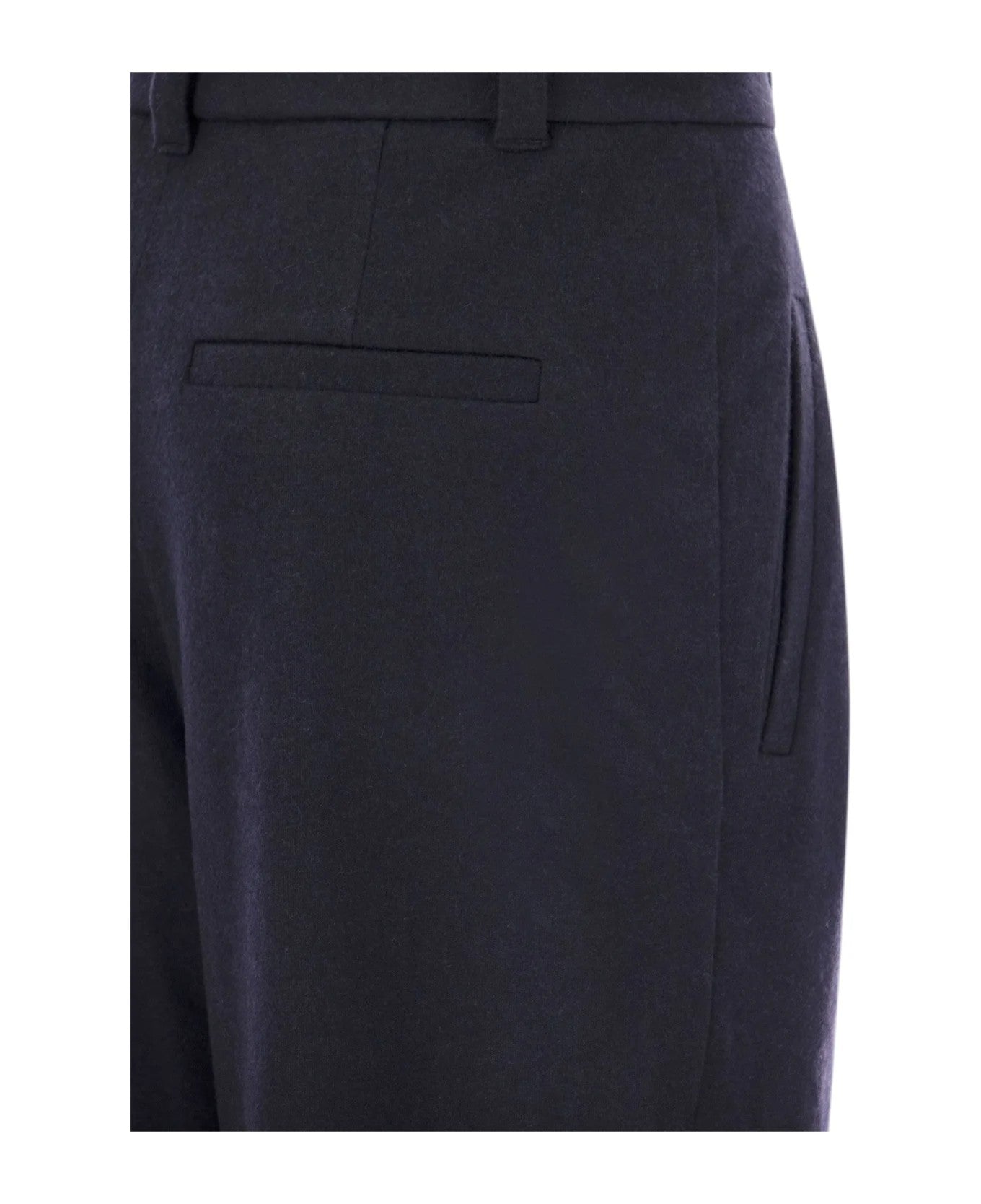 BRUNELLO CUCINELLI WOMEN'S NAVY PLEATED TAILORED TROUSERS