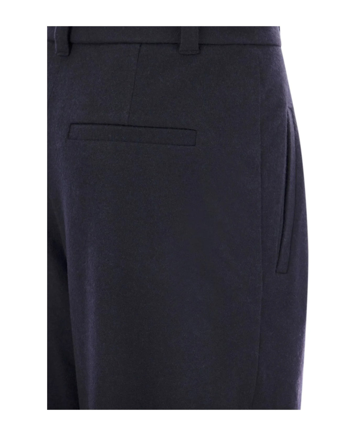 BRUNELLO CUCINELLI WOMEN'S NAVY WOOL TAILORED TROUSERS