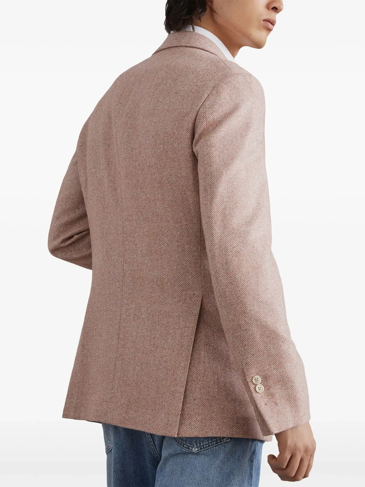 BRUNELLO CUCINELLI MEN'S LIGHT BROWN WOOL SILK BLAZER